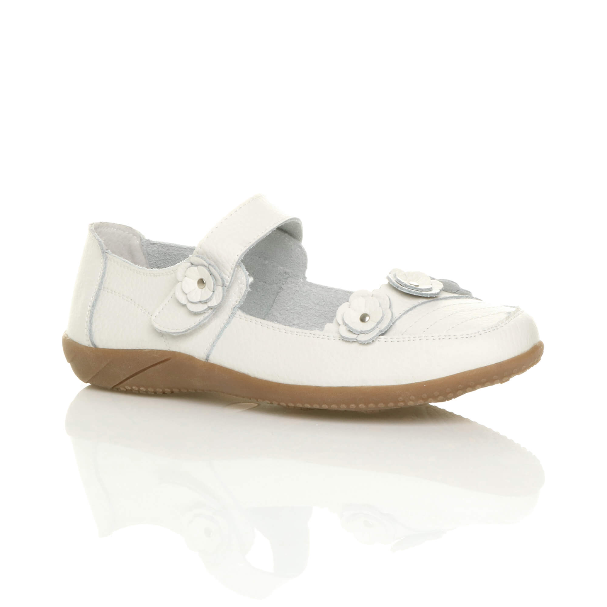 White Flat Comfort Touch Close Mary Janes