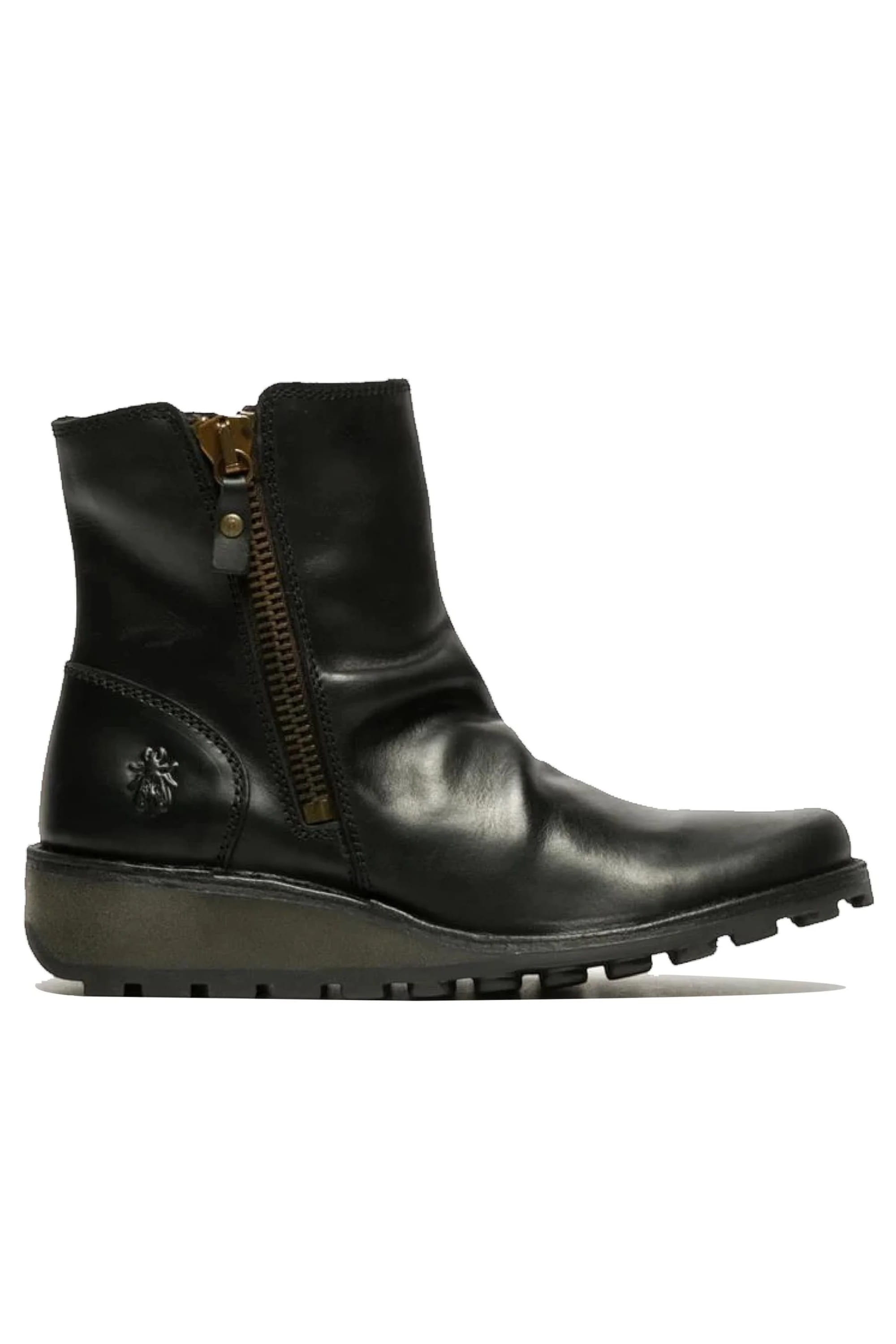 Black Womens Leather Heel Ankle Boots - Mon944, Image 1 of 8