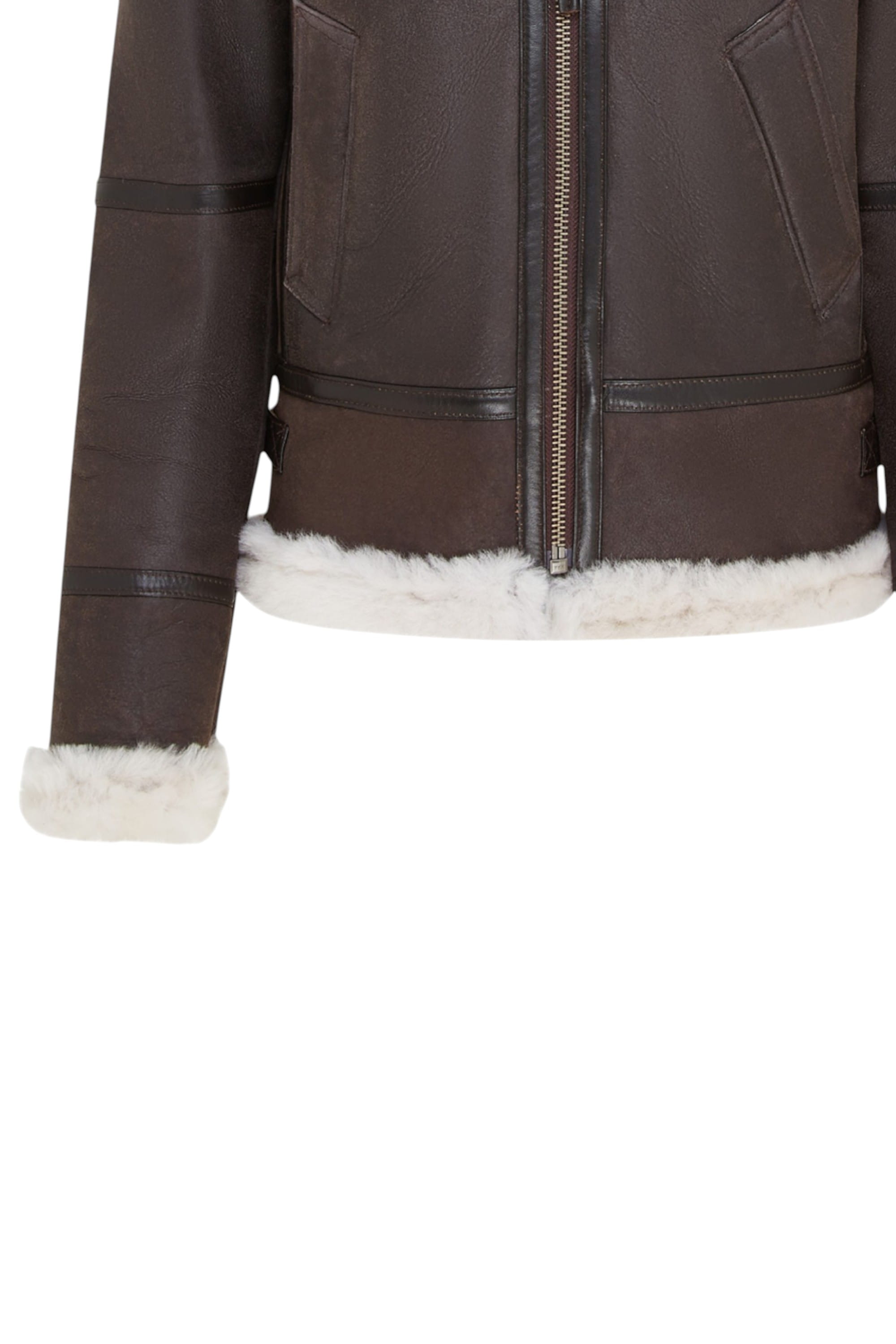 Dark Brown Sheep Leather Hood Flying Bomber Jacket, Image 7 of 8