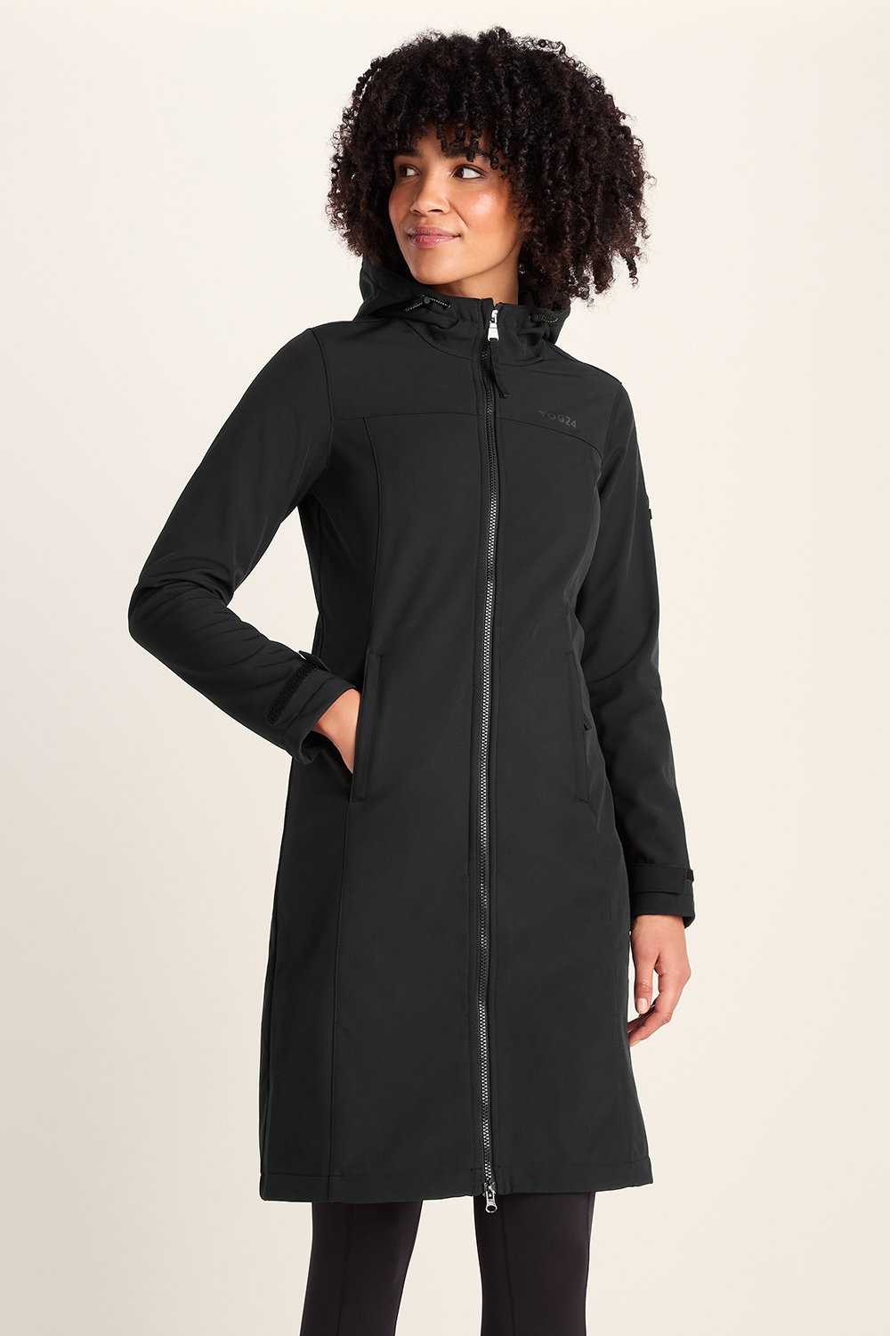 Black Marina Long Water Resistant Softshell Jacket, Image 1 of 5