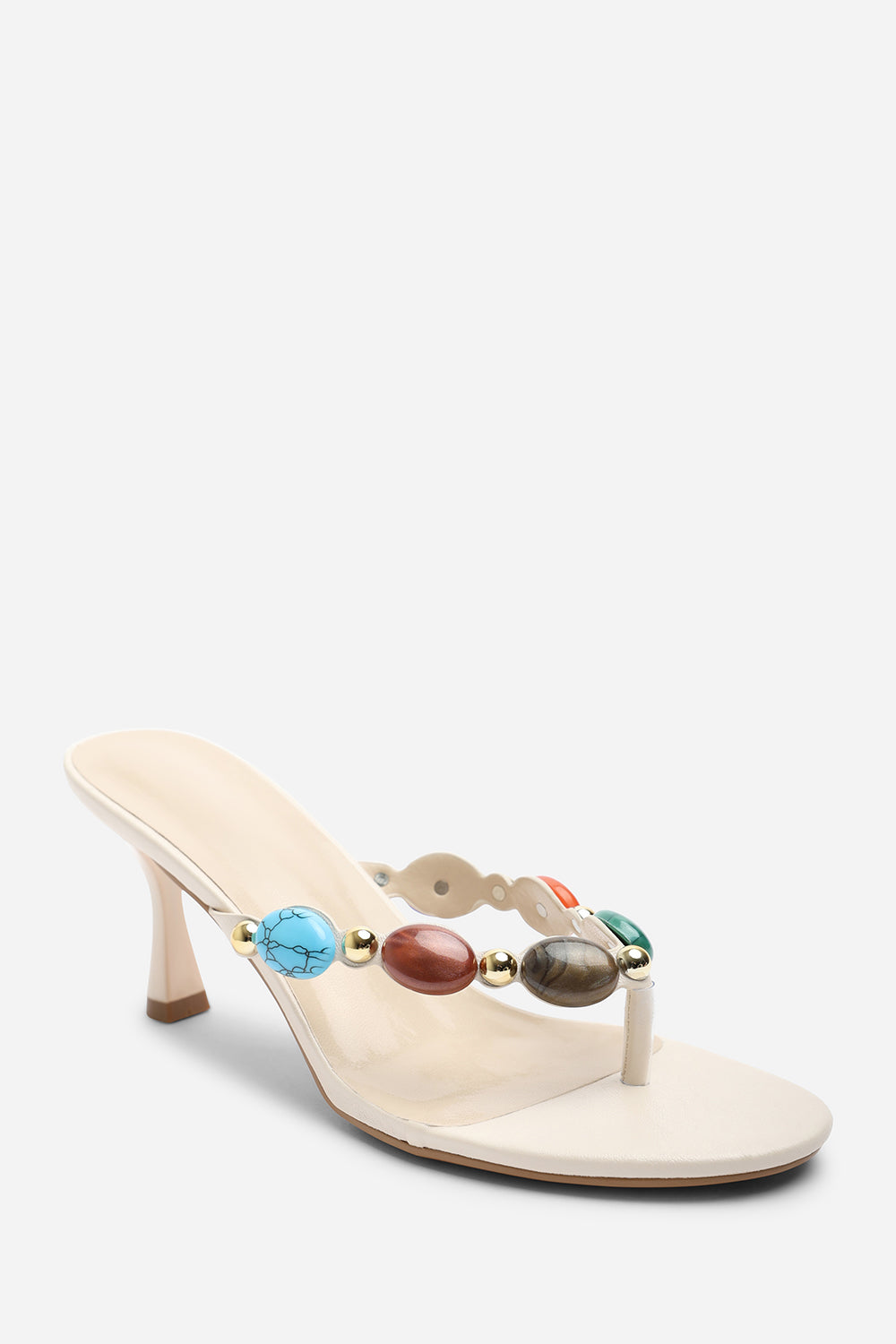 Cream Electra Jewel Embellished Heeled Sandals, Image 2 of 4