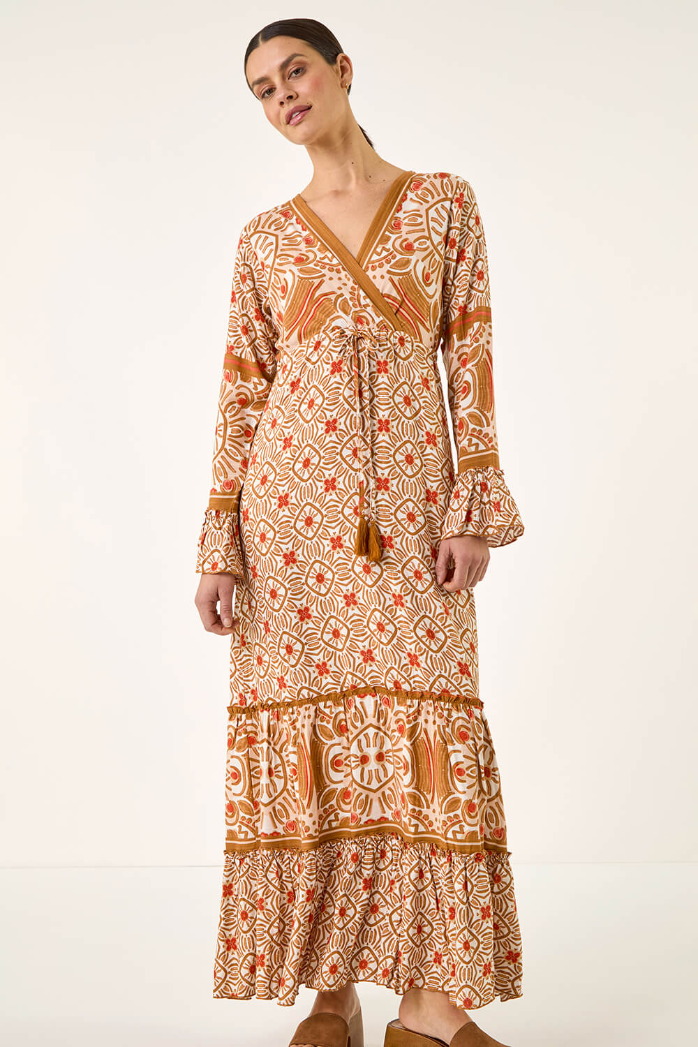 ORANGE Border Print Maxi Dress, Image 5 of 5