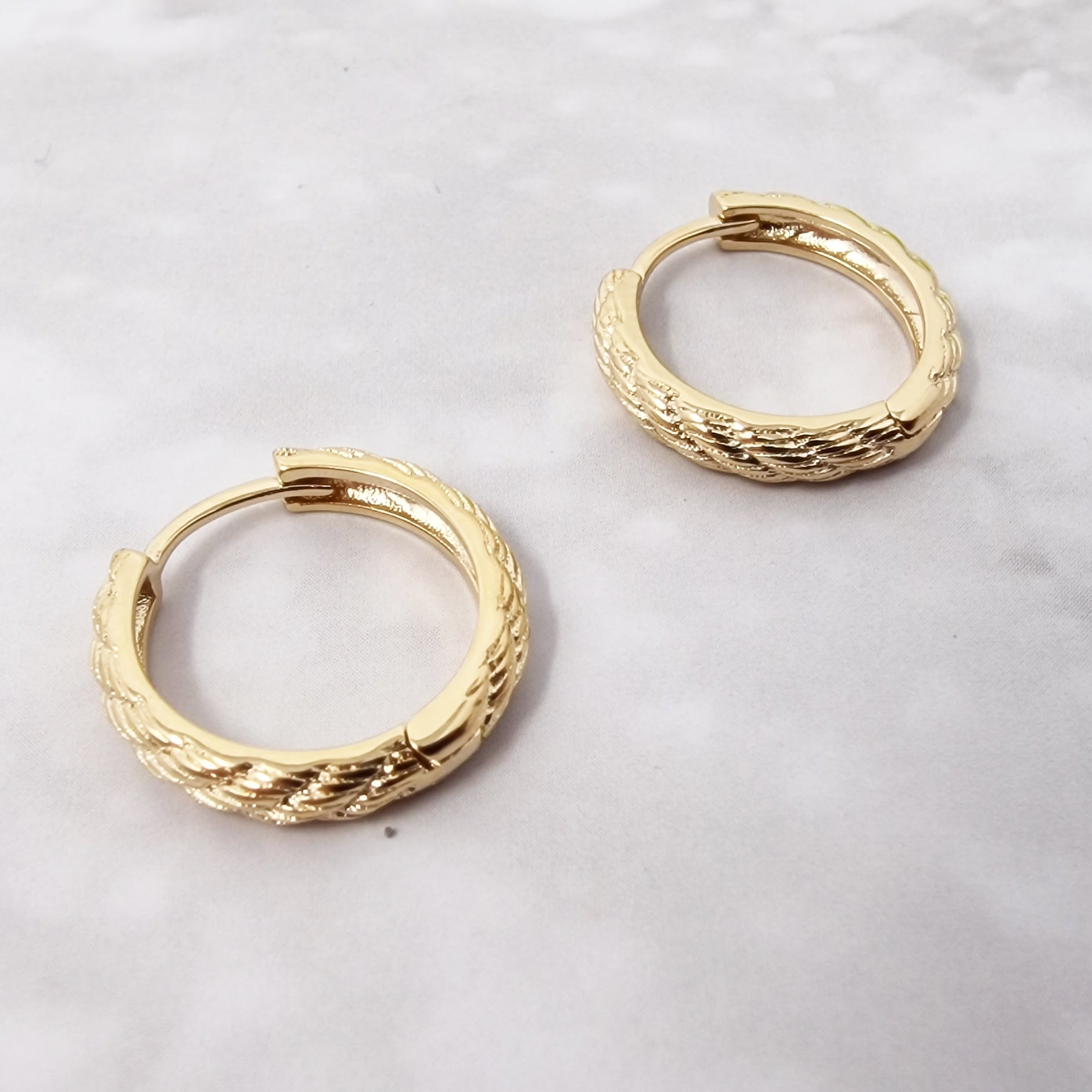 Gold 18ct Gold Plated Small Twisted Gold Hoops, Image 1 of 1