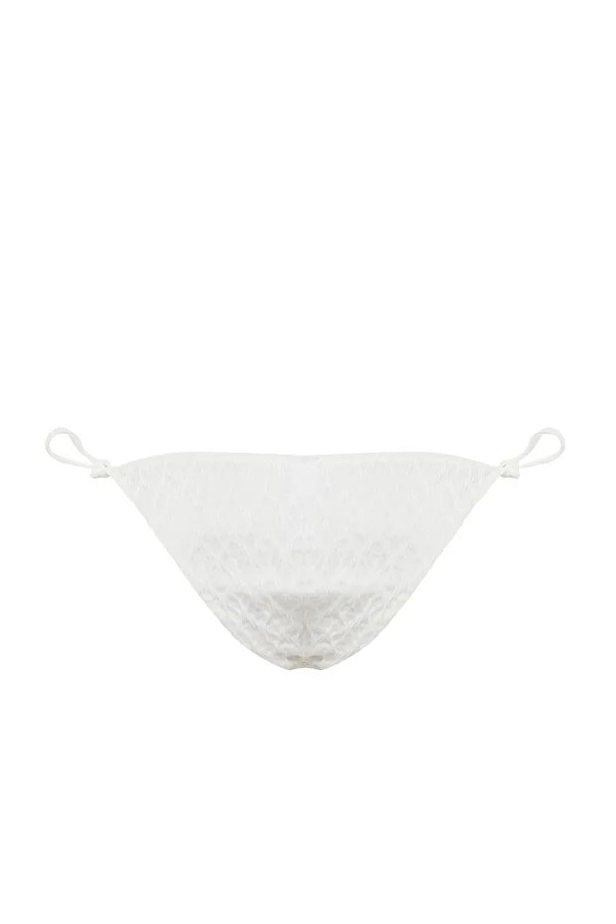 White Textured Tie Side Bikini Bottom with Adjustable Fit, Image 3 of 4