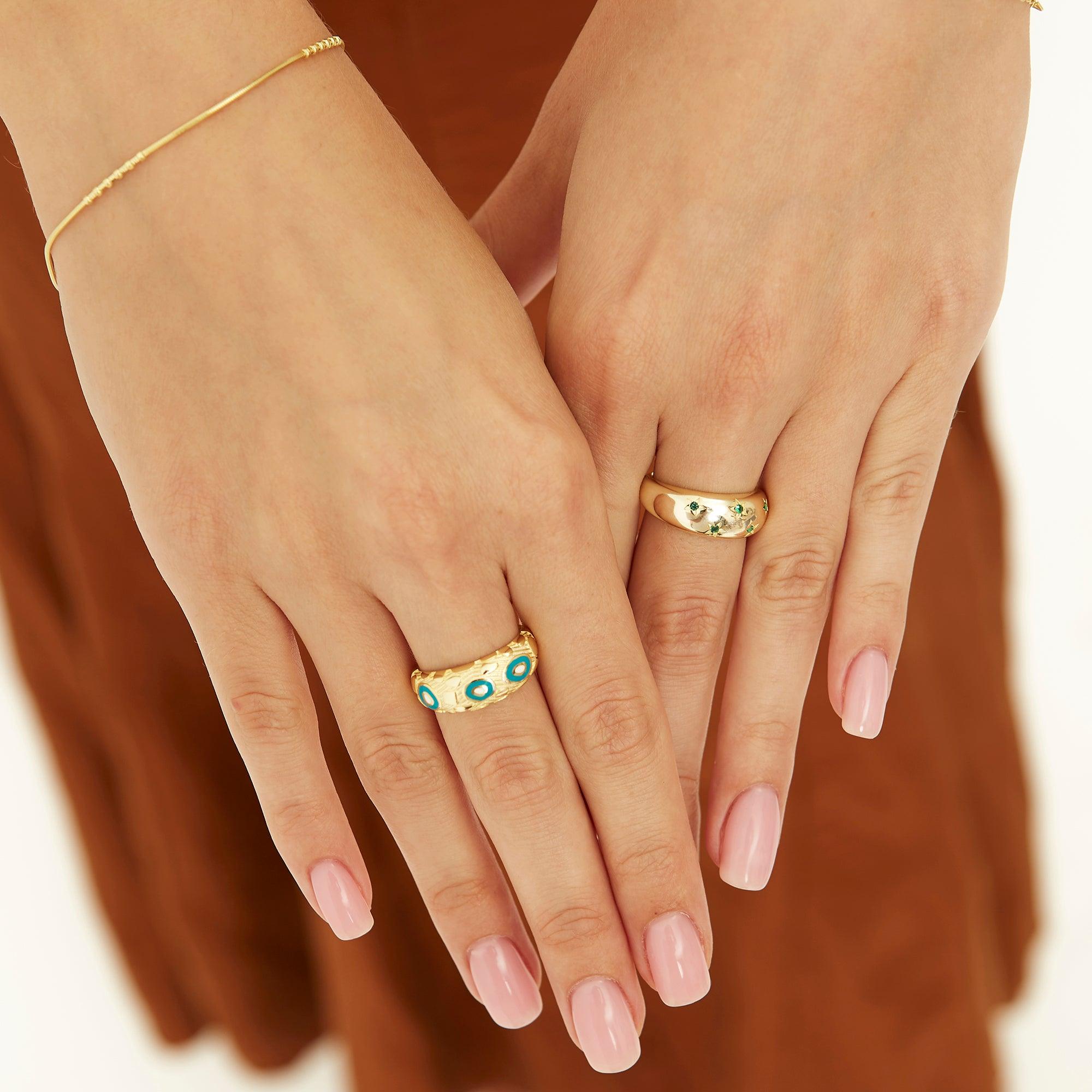 Gold Spero Gold Natural Textured Sterling Silver Evil Eye Ring, Image 4 of 6