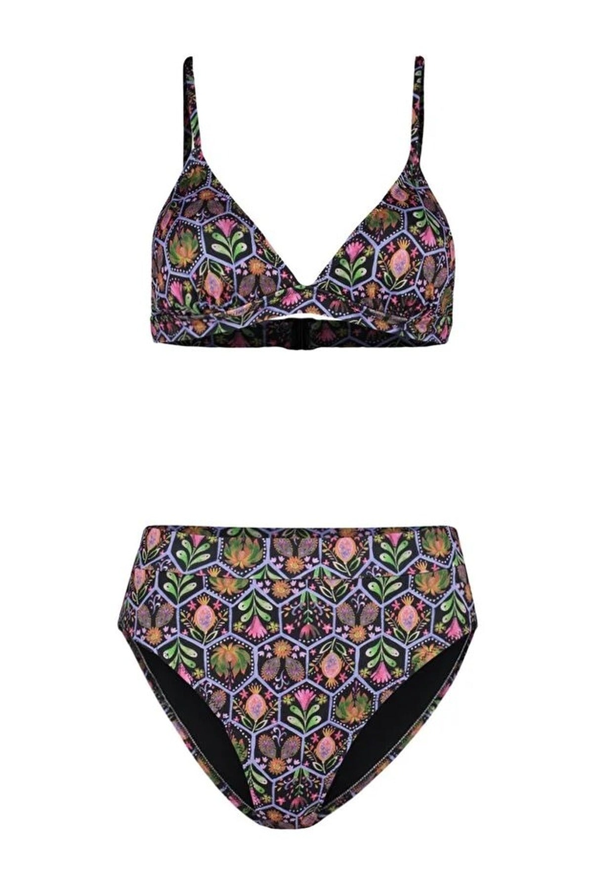 Multi Triangle Bikini Set with Adjustable Straps and High Waist Bottom, Image 2 of 4
