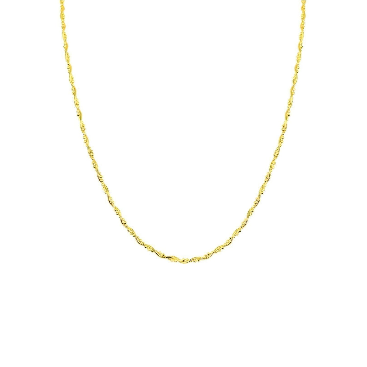 Gold Twisted Beads Sterling Silver Chain Necklace, Image 1 of 6