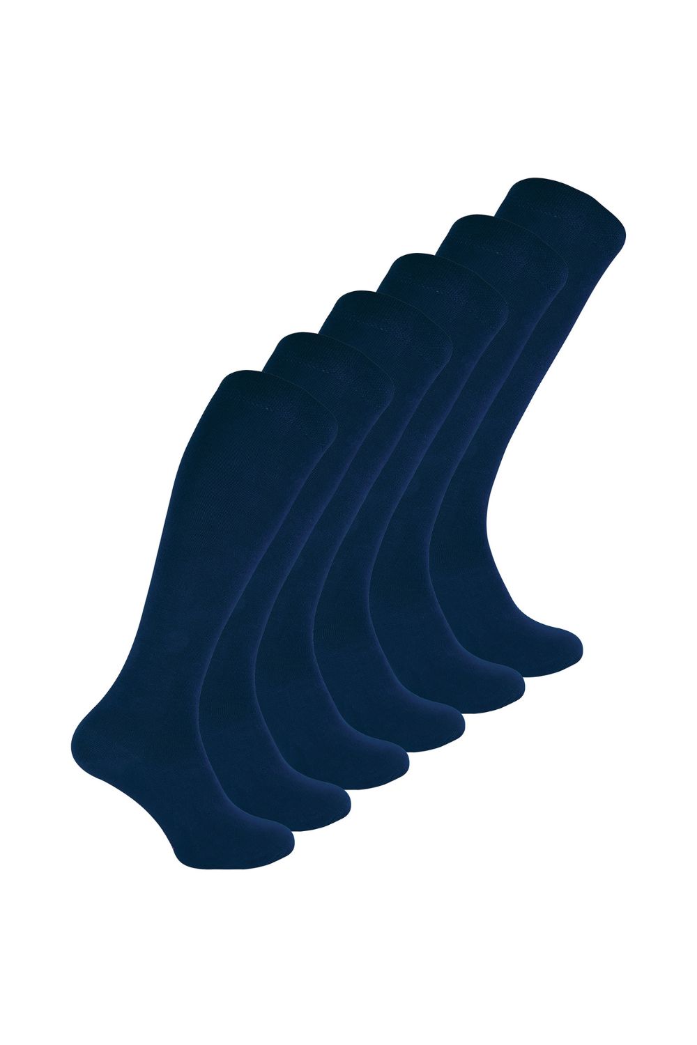 Navy Ladies 6 Pairs Long Bamboo Socks | Knee High Plain & Patterned Design Socks, Image 1 of 3