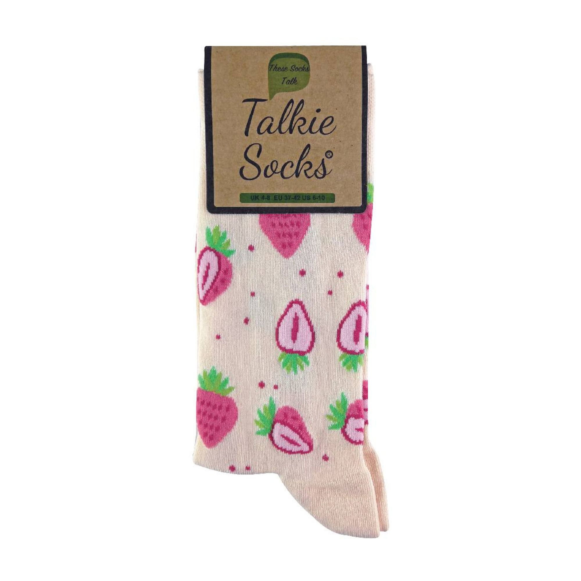 Pink 1 Pack Ladies Cotton Novelty Design Fruit Socks, Image 5 of 5