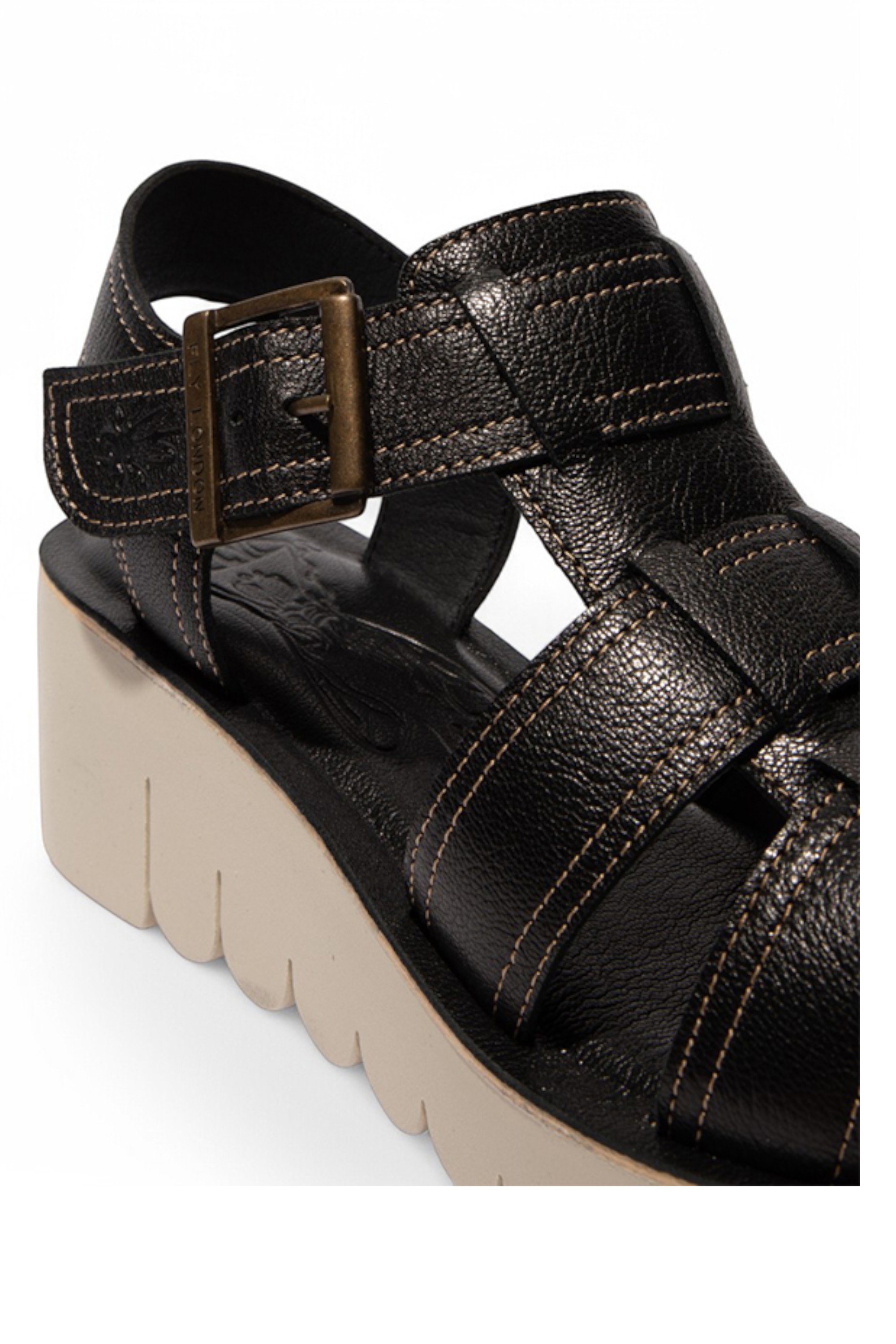 Black Womens Comfort Wedge Sandals -YUDD236FLY, Image 4 of 4