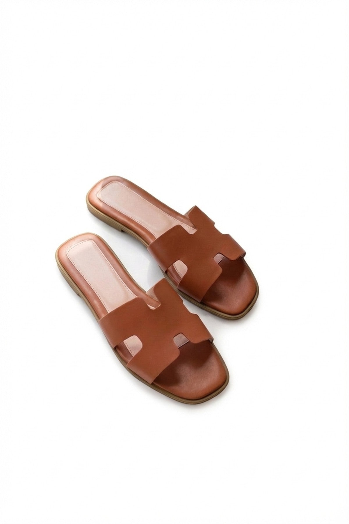 Tan iKrush Tan Aria Womens H-Strap Flat Slide Sandals, Image 8 of 8