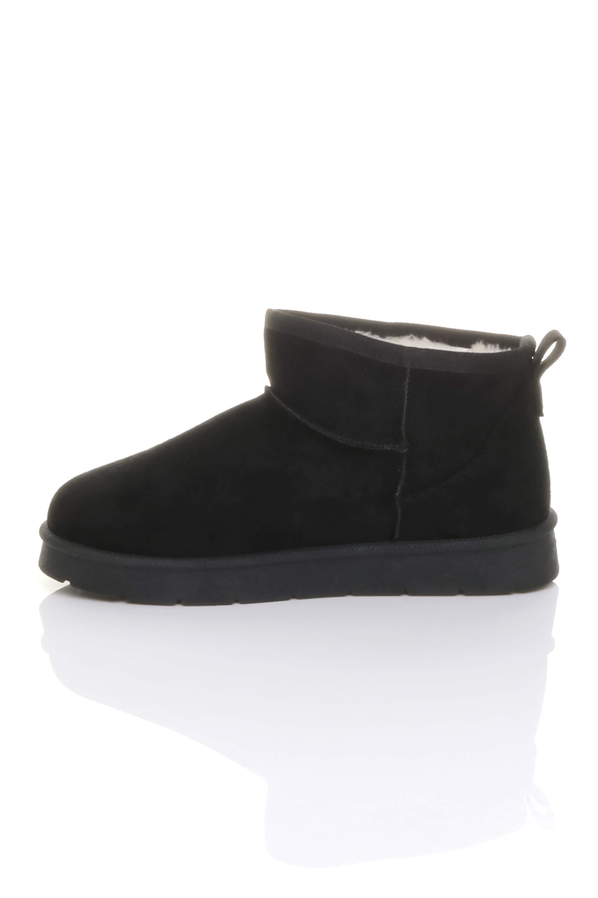 Black AJVANI Black Faux Fur Lined Mini Ankle Boot Slippers, Image 3 of 5