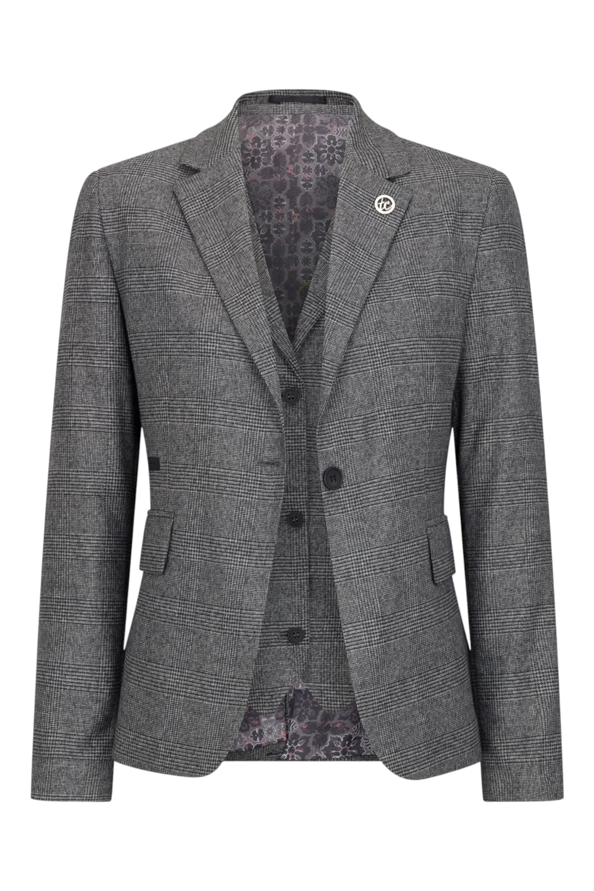 Grey Grey 3-Piece Prince of Wales Check Suit, Image 5 of 8