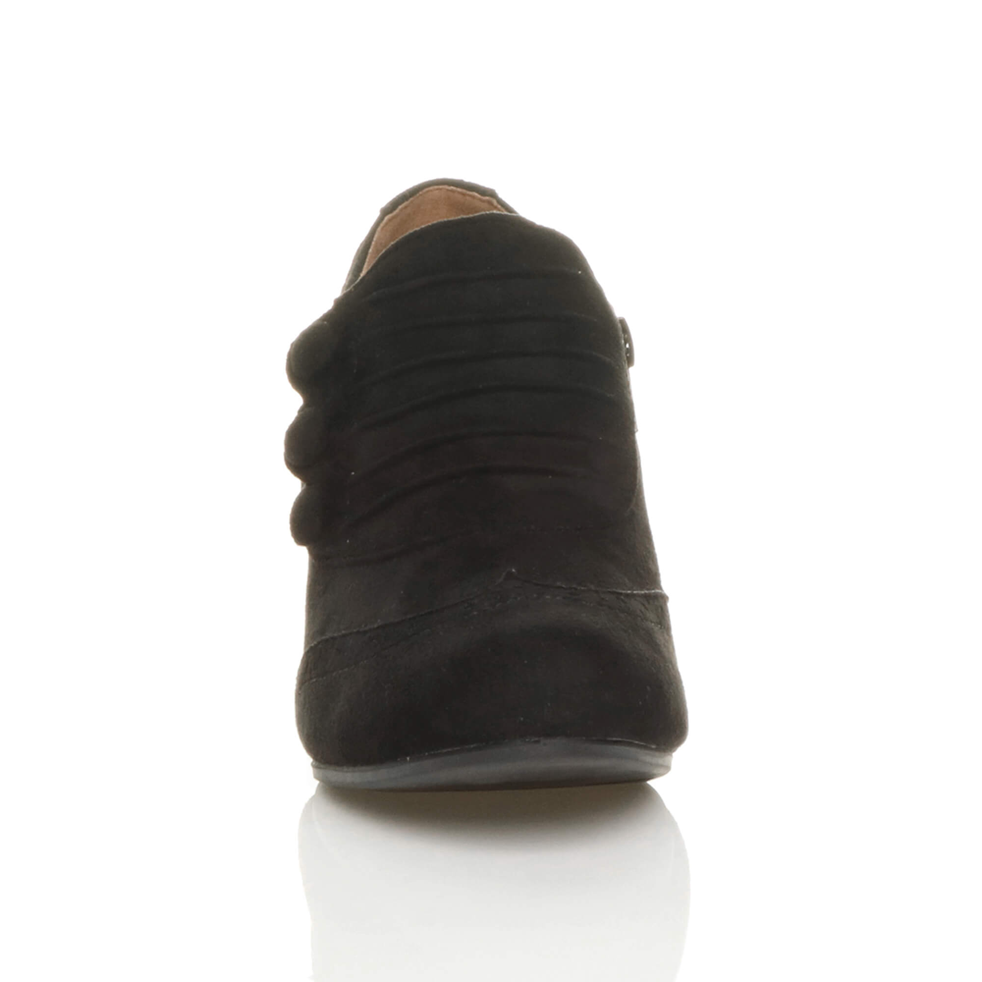 Black AJVANI Black Mid Cuban Heel Brogue Button Ankle Boots, Image 6 of 6