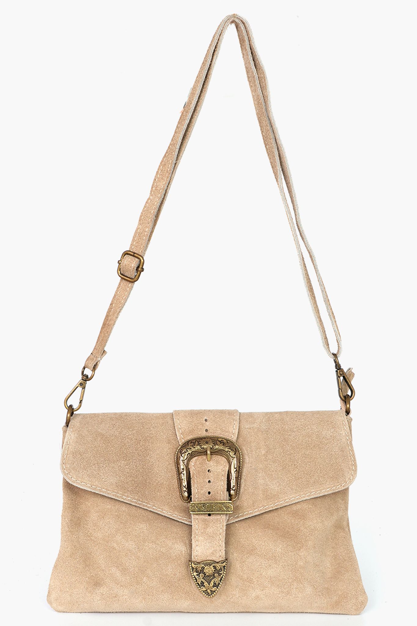 Black Buckle Clutch Bag Italian Suede Leather