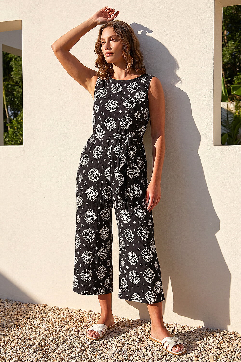 Black Petite Textured Jumpsuit, Image 1 of 4