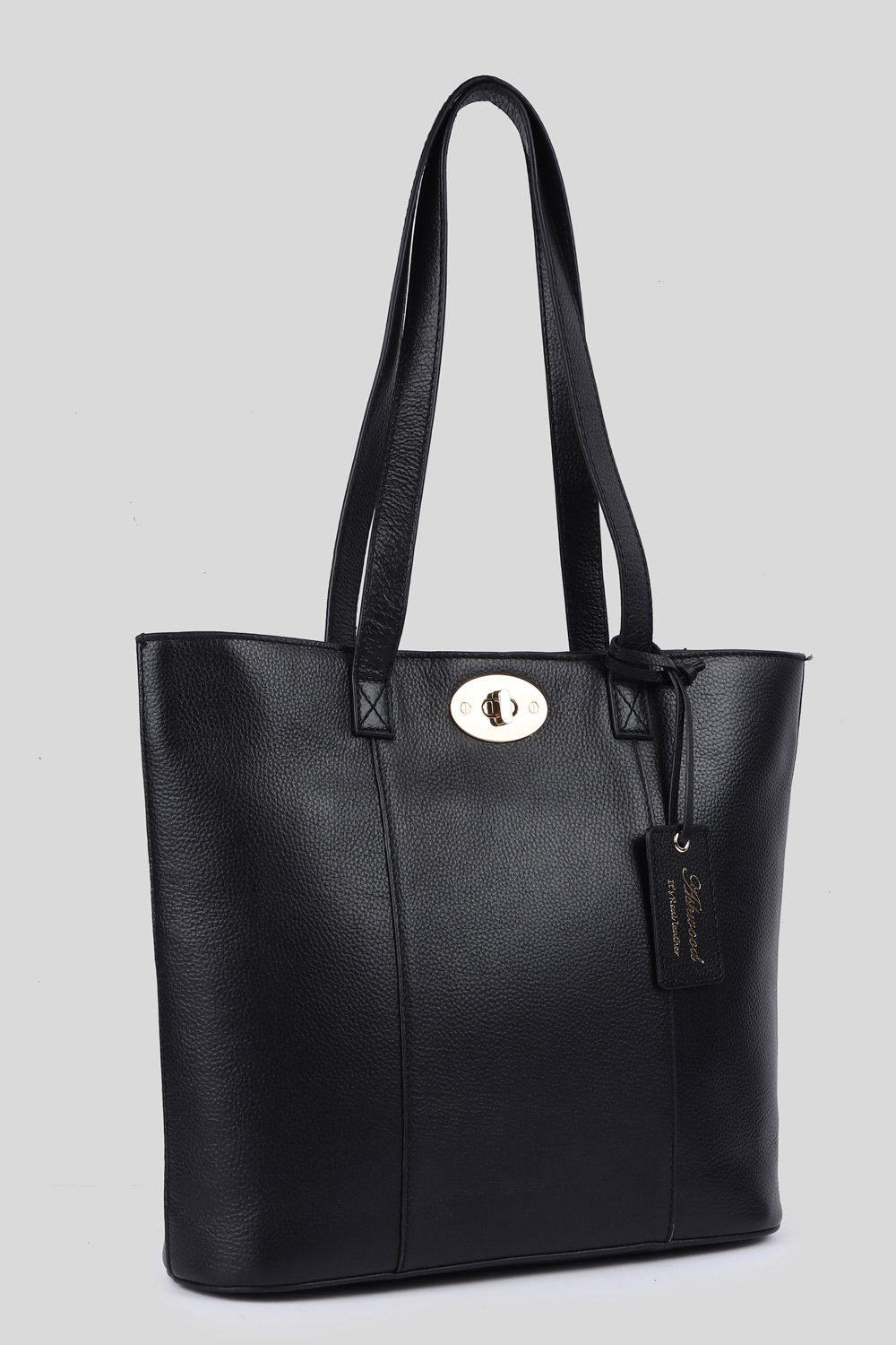 Black 'Elegante Firenze' Real Leather Tote Bag, Image 2 of 4