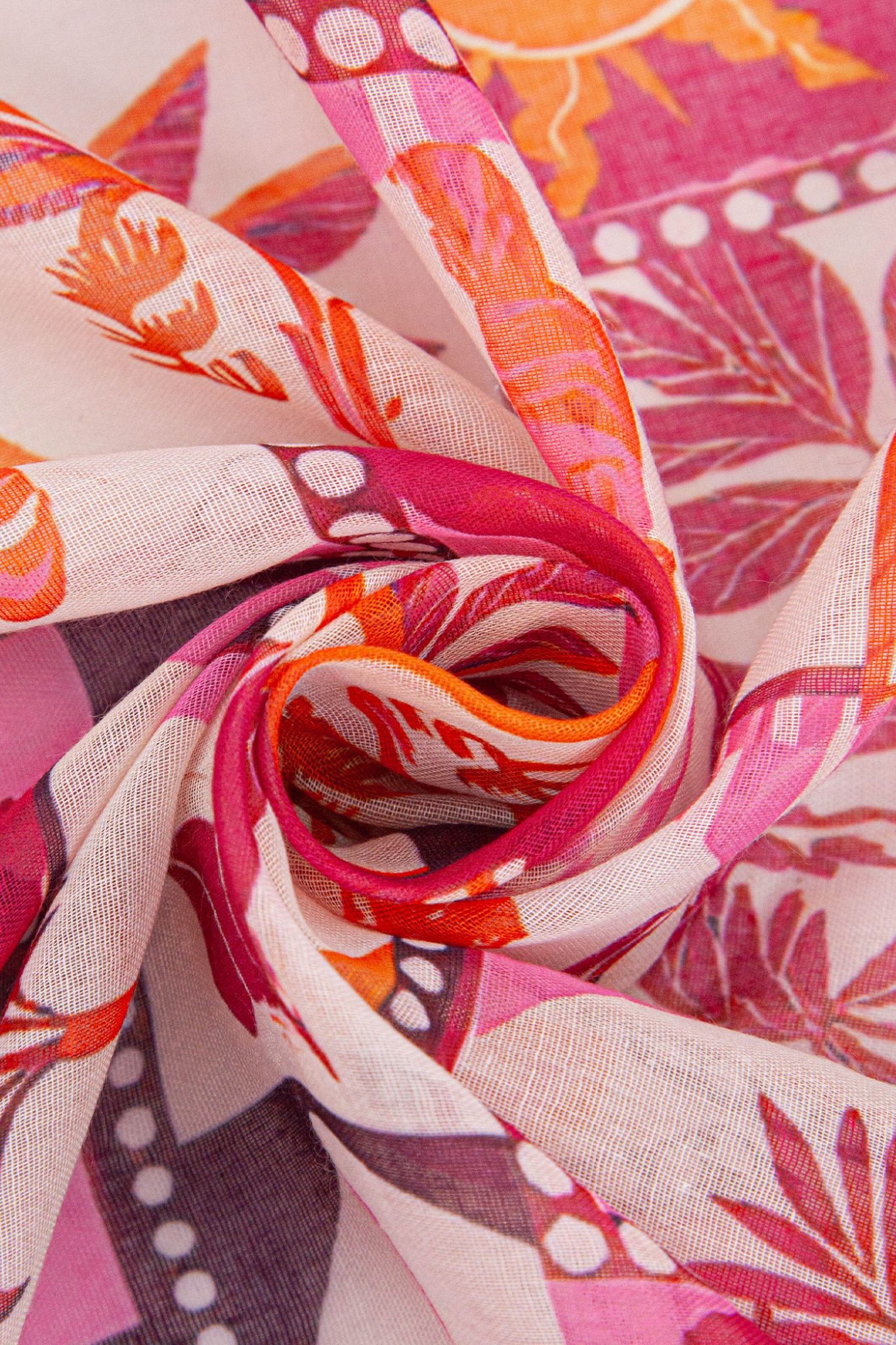 Pink Postcard Print Lightweight Scarf in Pink, Image 2 of 3
