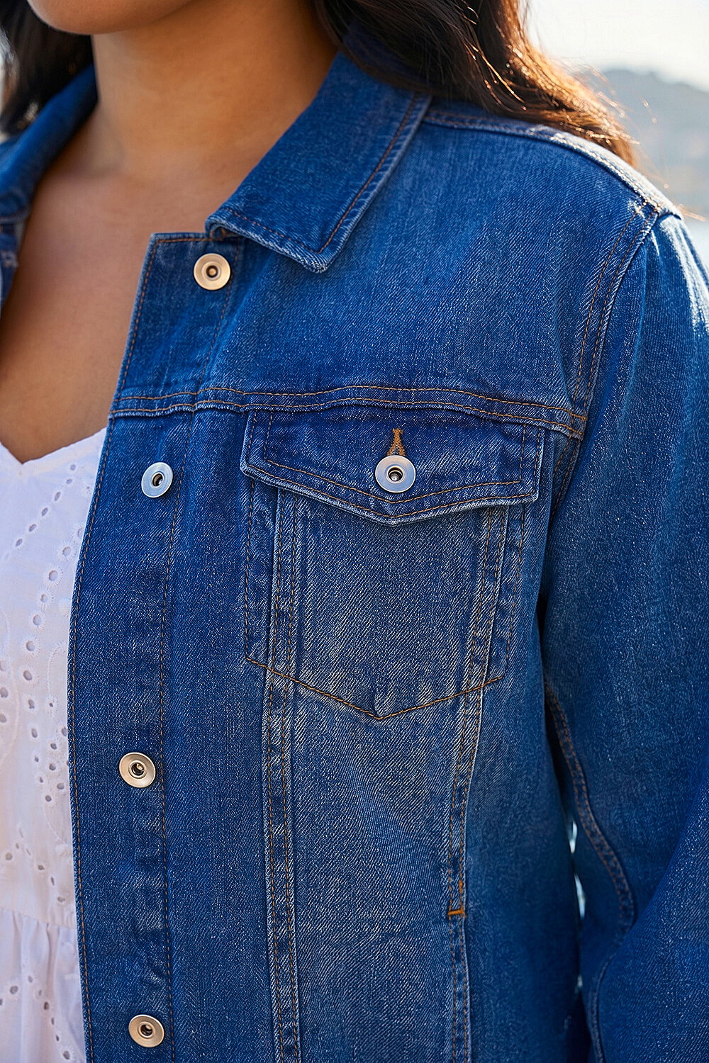 Denim Curve Cotton Denim Jacket, Image 5 of 4