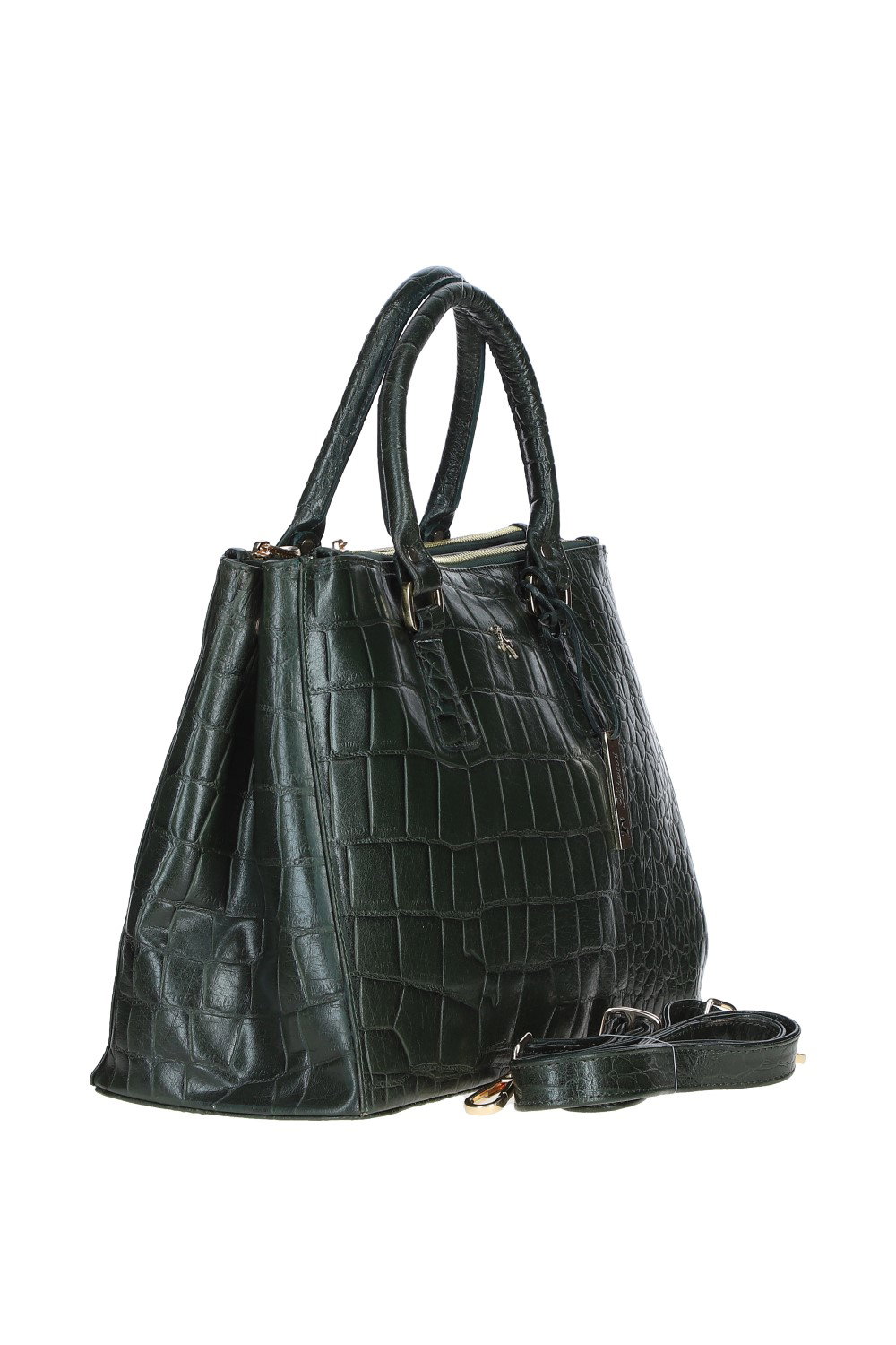 Green Ashwood Leather Green 'Lucido Tesoro' Three Section Real Leather Bag, Image 2 of 4