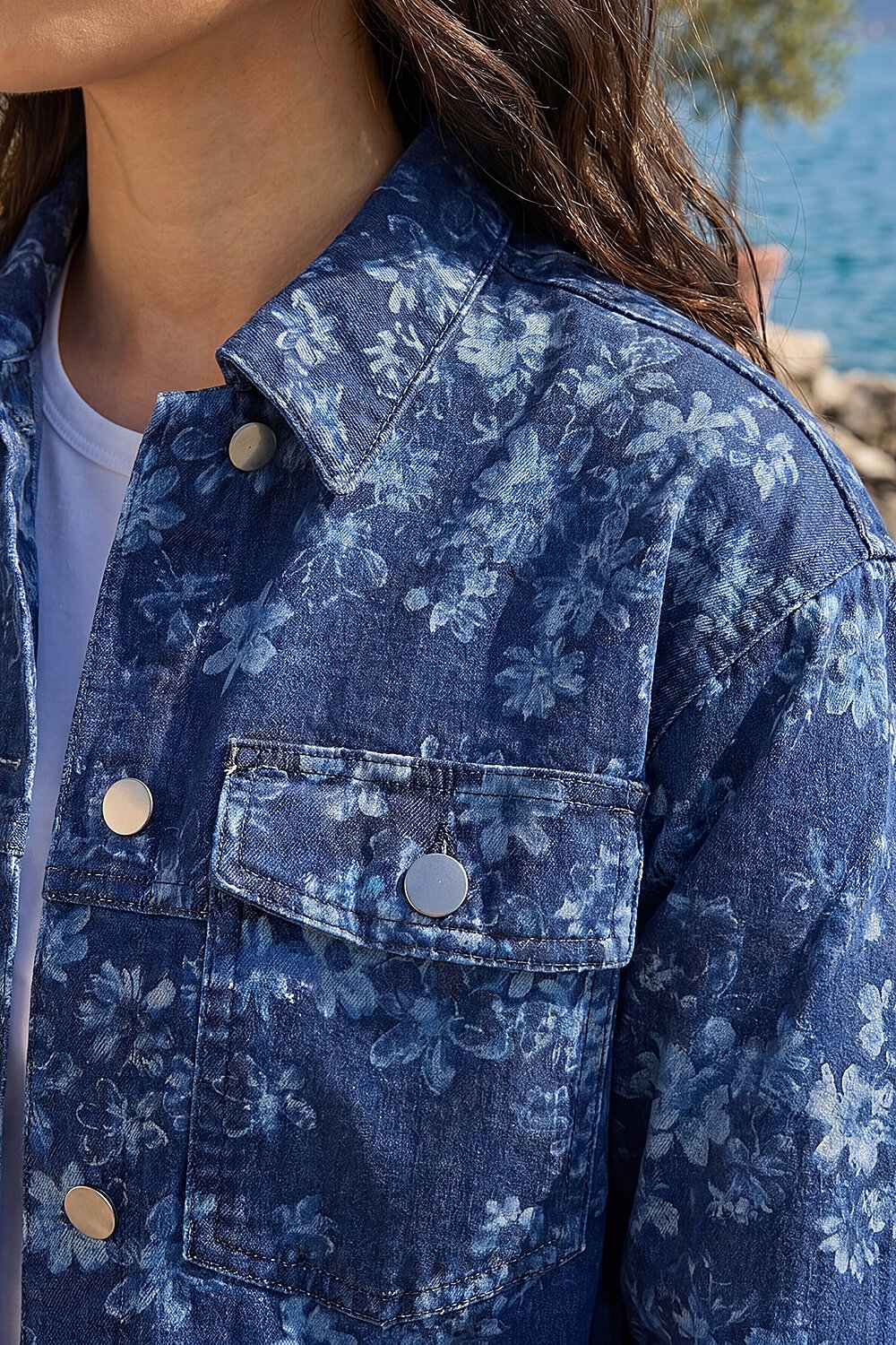 Indigo Floral Print Pocket Jacket, Image 5 of 4