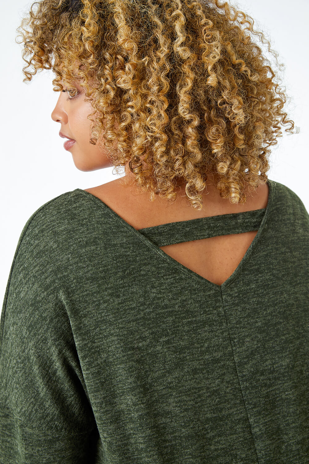 Khaki Curve Soft Knit Jersey Top, Image 6 of 5