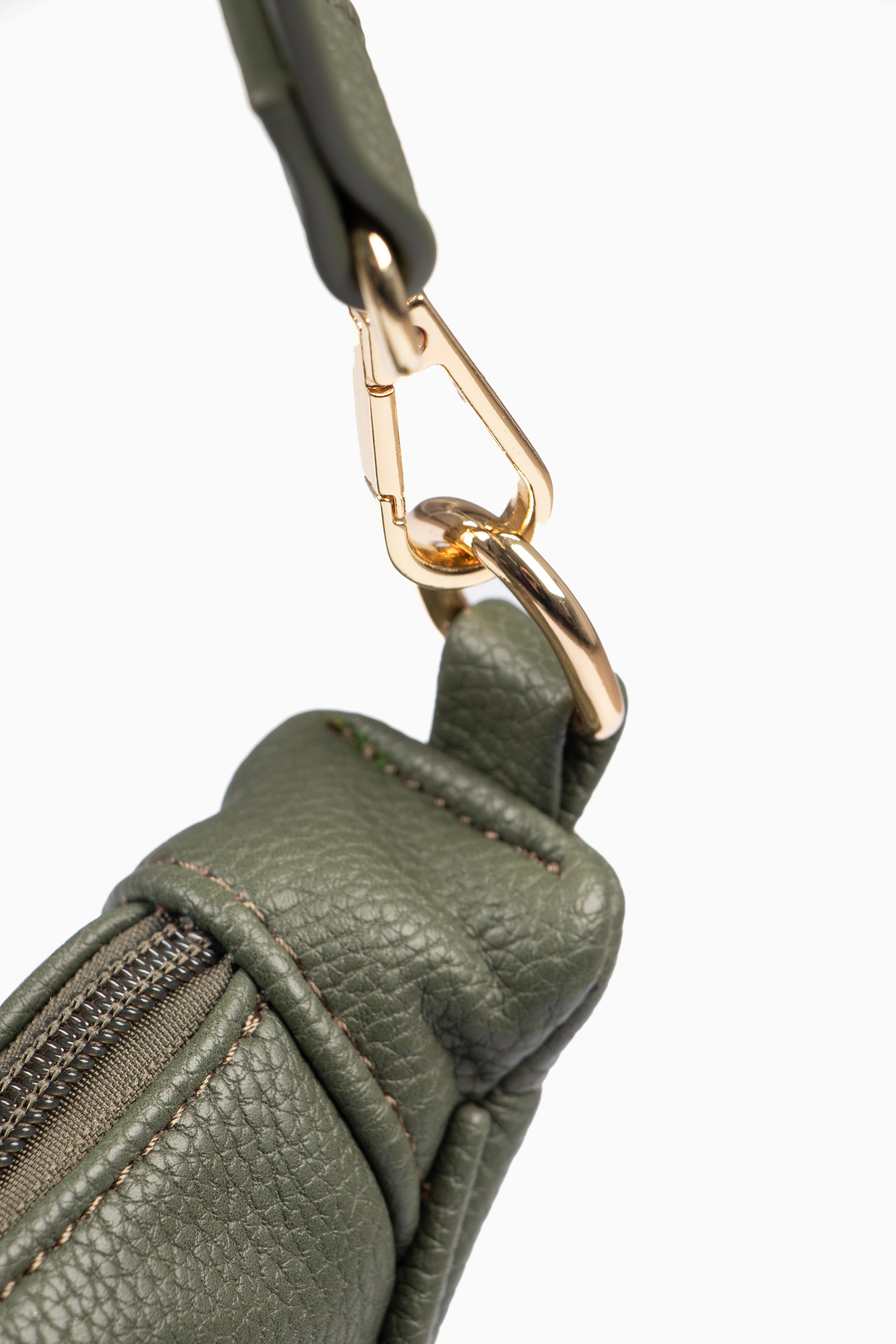 Khaki Etre Khaki Faux Leather Half Moon Crossbody Bag, Image 4 of 5