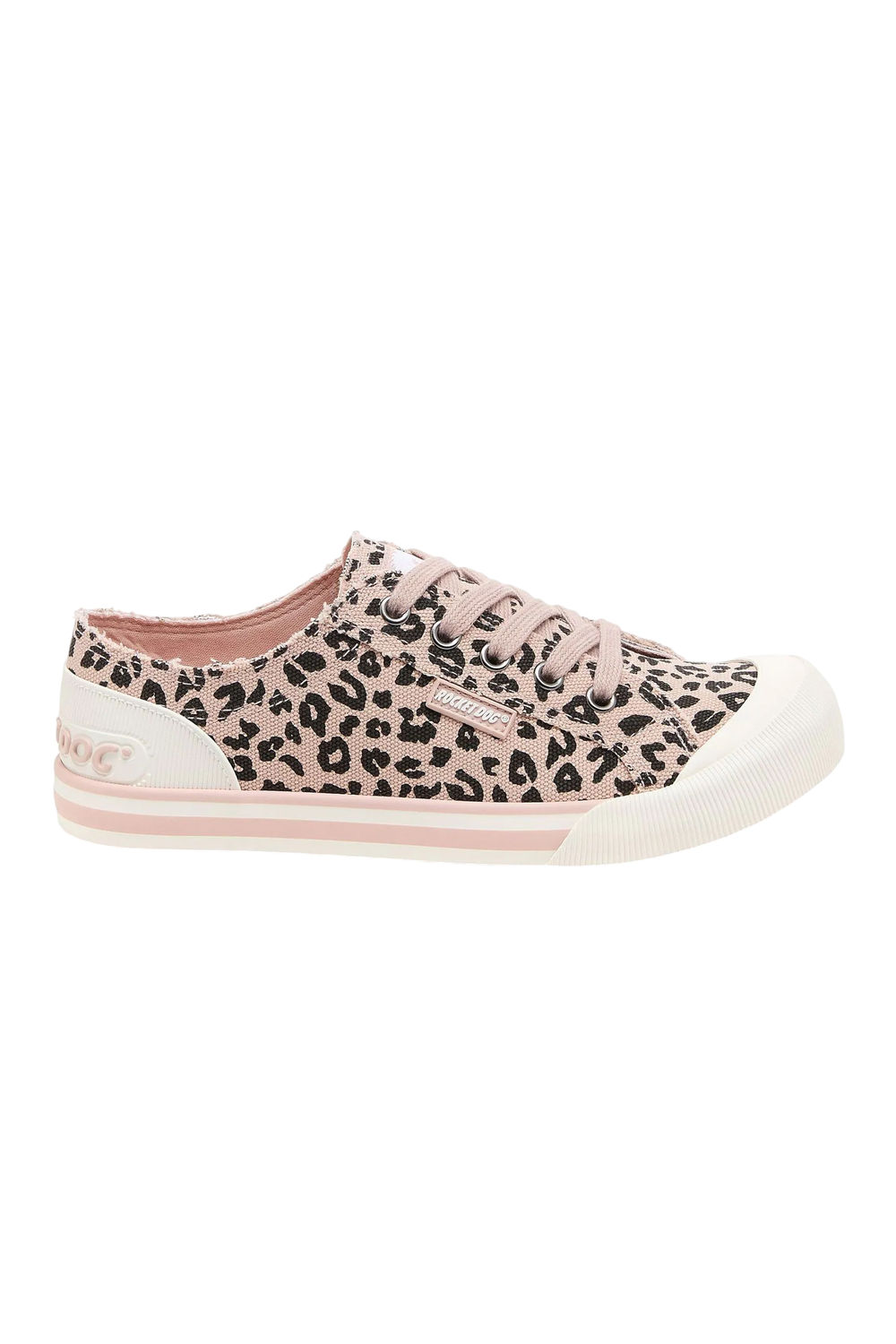 Pink Jazzin Leopard Print Canvas Flat Trainers, Image 3 of 4