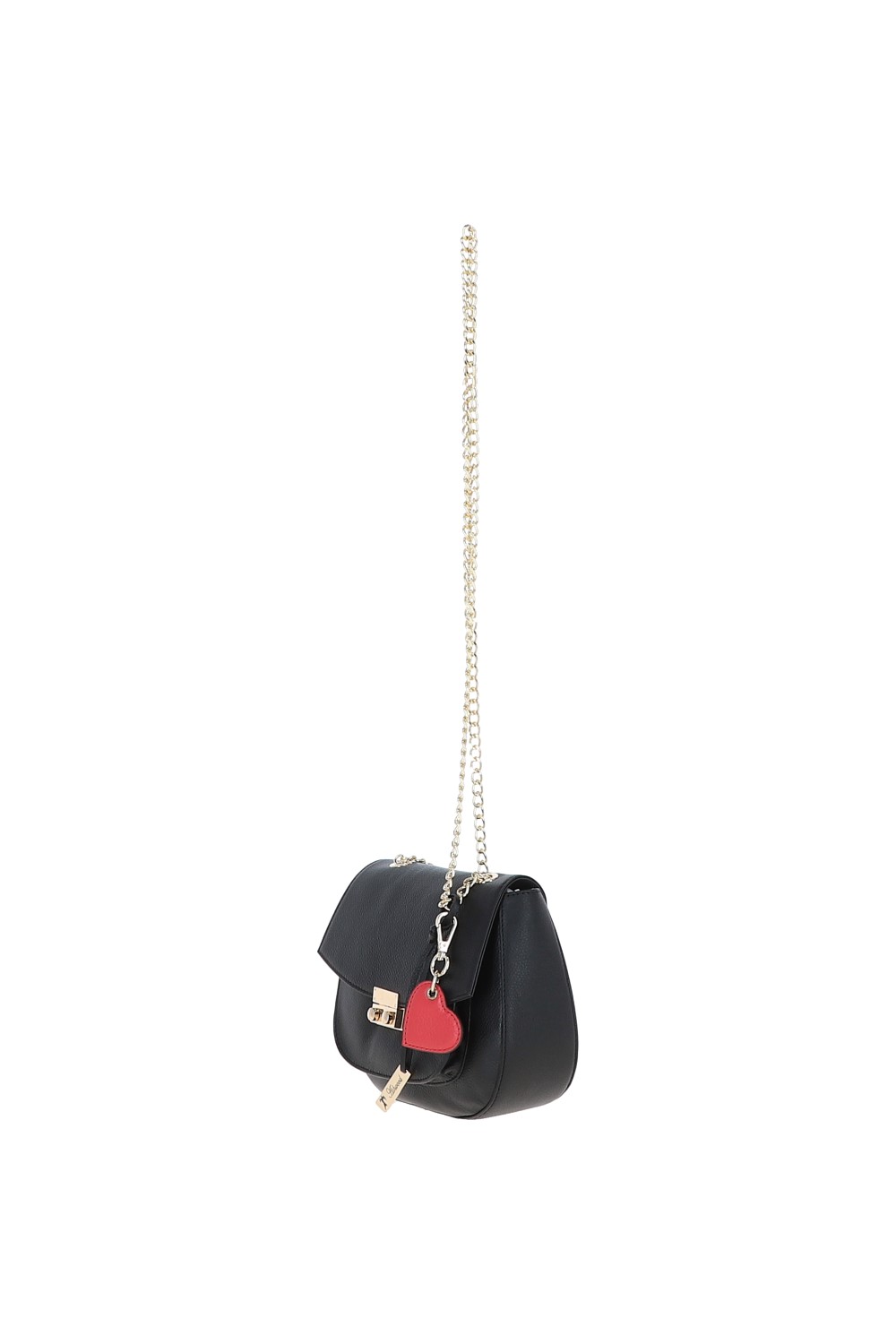 Black Real Leather with Chain Strap Small Cross Body Bag, Image 2 of 4