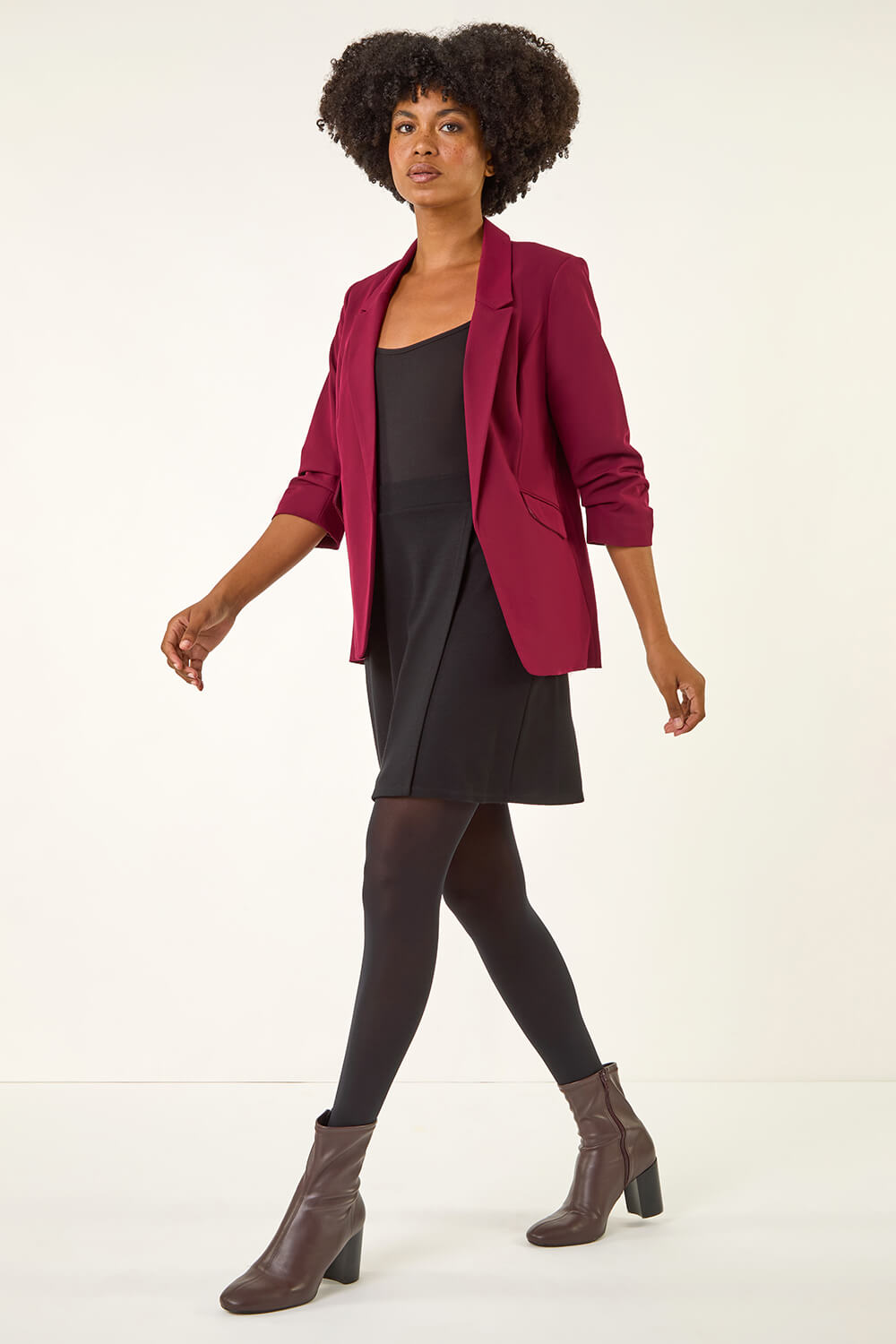 Black Wrap A-Line Stretch Skirt , Image 3 of 5