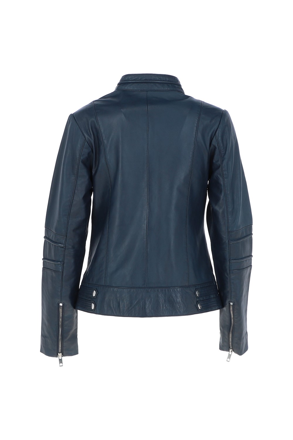Navy 'Lillian' Real Leather Biker Jacket, Image 4 of 5