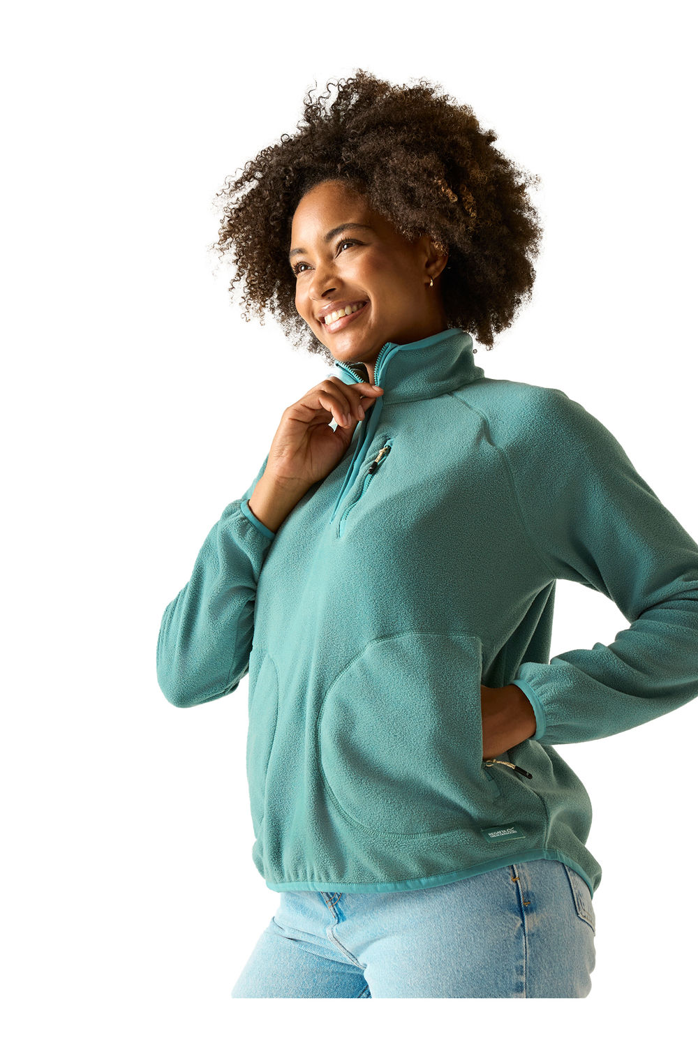 Olive Frankie Quarter Zip Fleece Top, Image 1 of 5