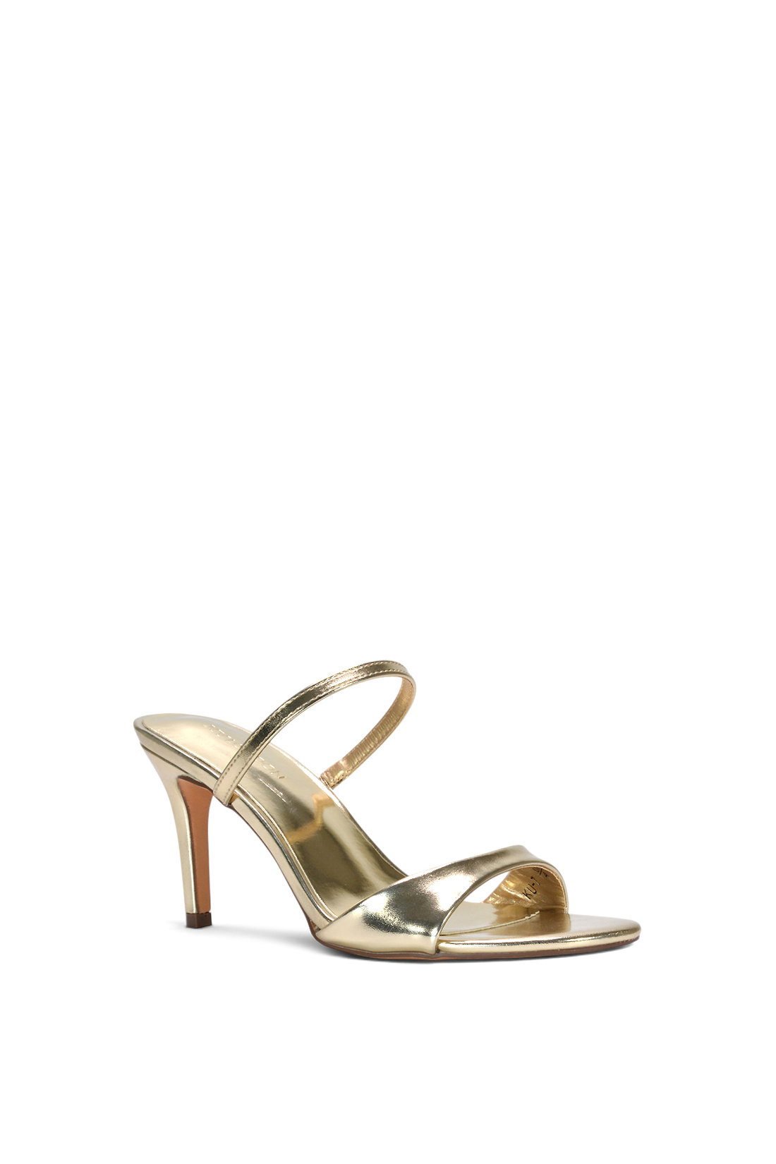 Gold 'Kay' Slip On Stiletto Heel Mules With Open Toe, Image 2 of 6