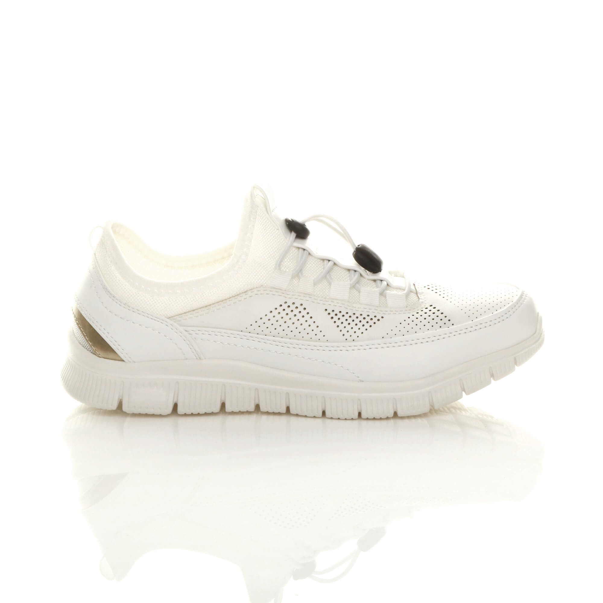 White AJVANI White Lace Up Memory Foam Trainers, Image 2 of 6