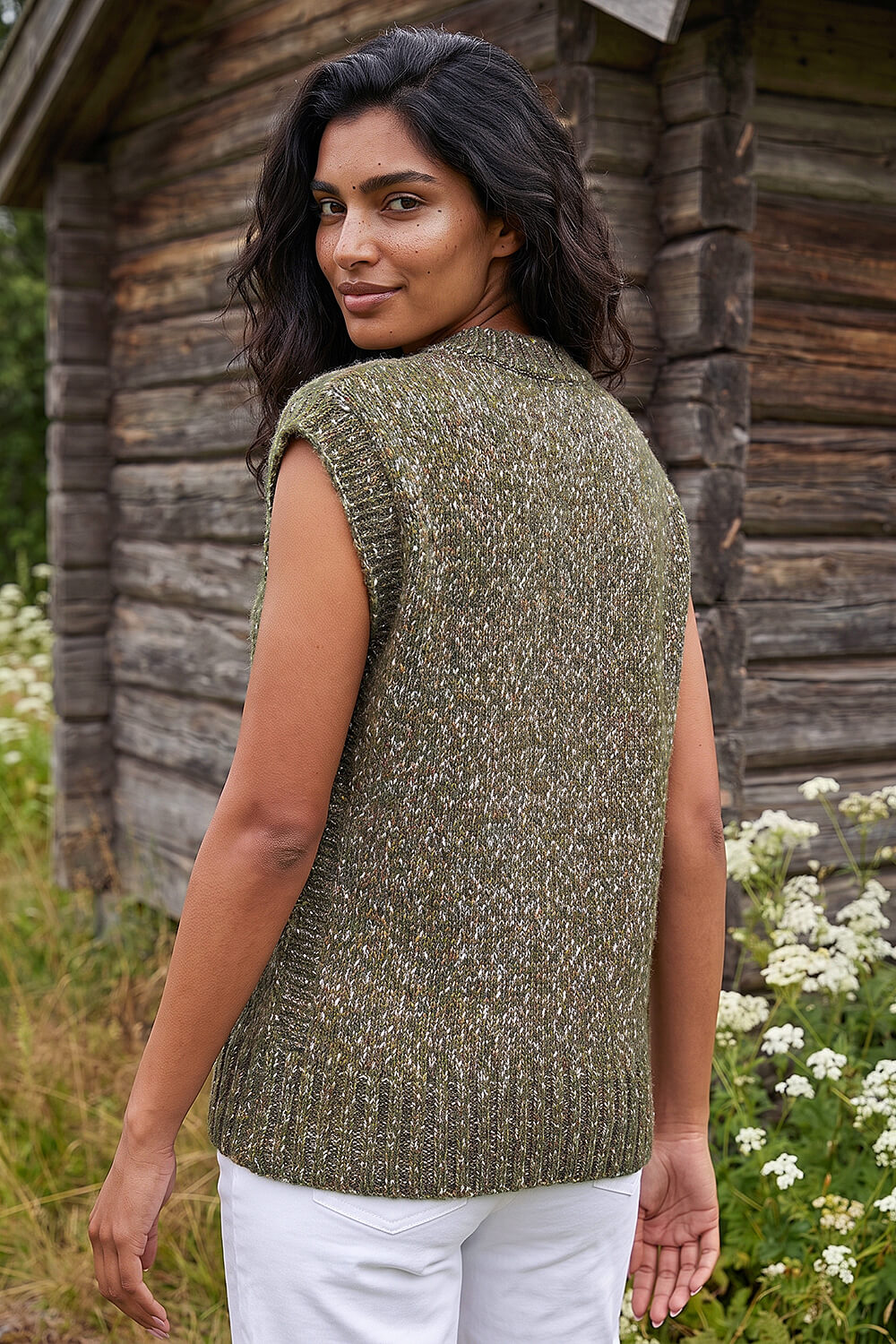 Khaki Speckled Knit Vest, Image 5 of 4