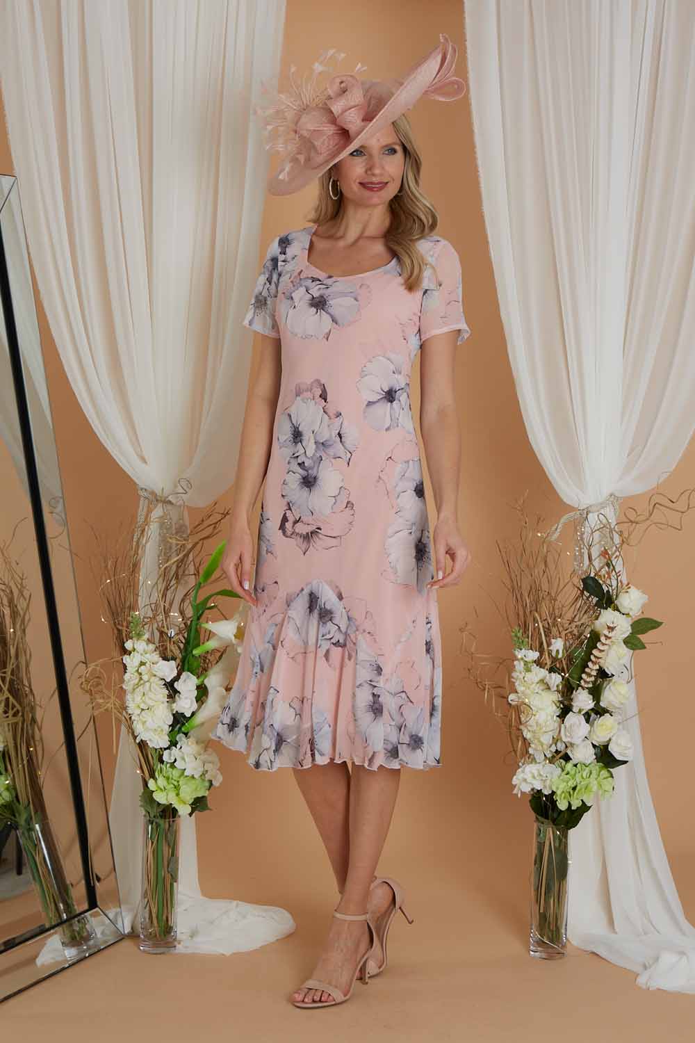 Silver Julianna Floral Print Bias Cut Dress, Image 4 of 3