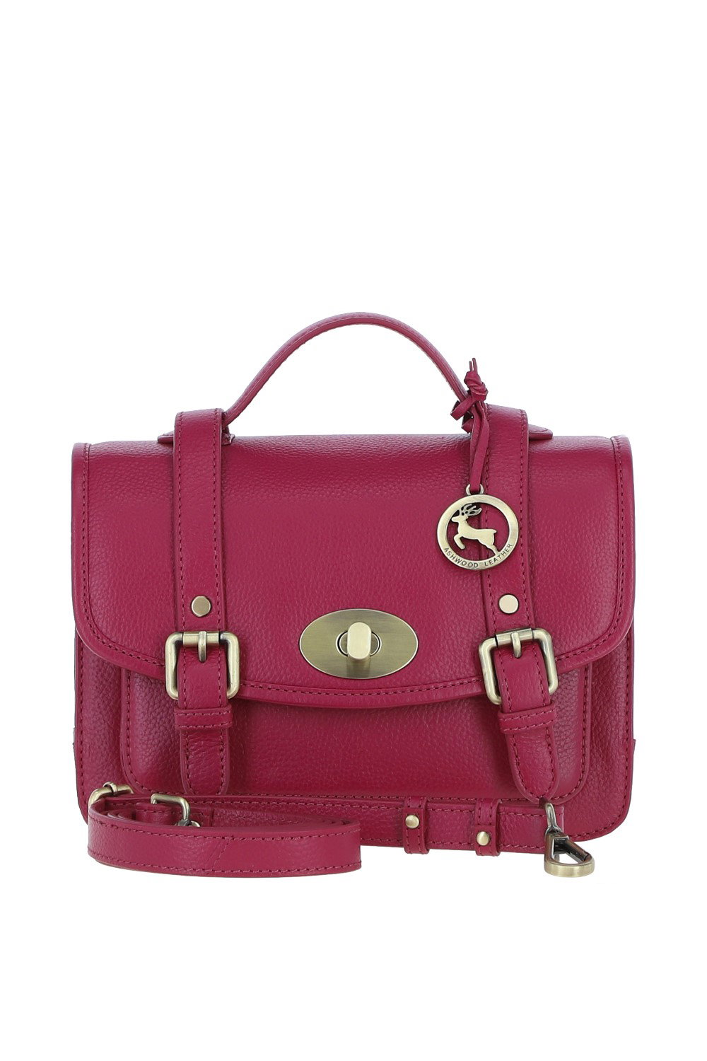 Raspberry Ashwood Leather Raspberry Stylish Real Leather Large Satchel Bag, Image 1 of 4