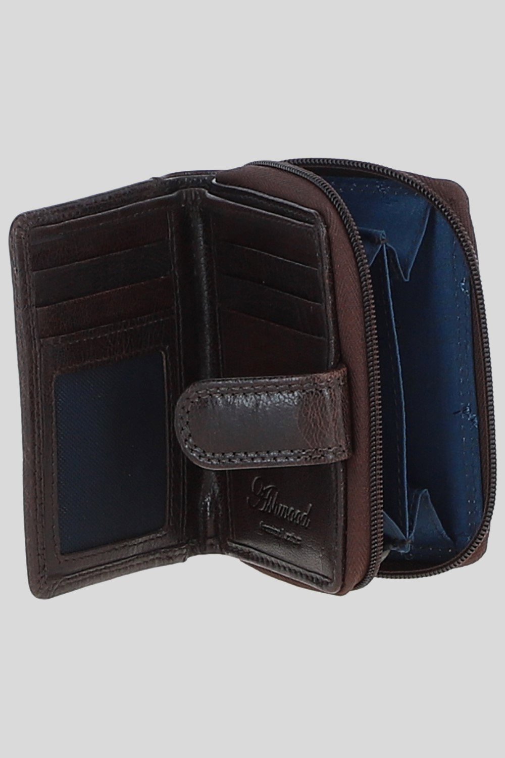 Chocolate Real Leather Compact Purse, Image 2 of 3
