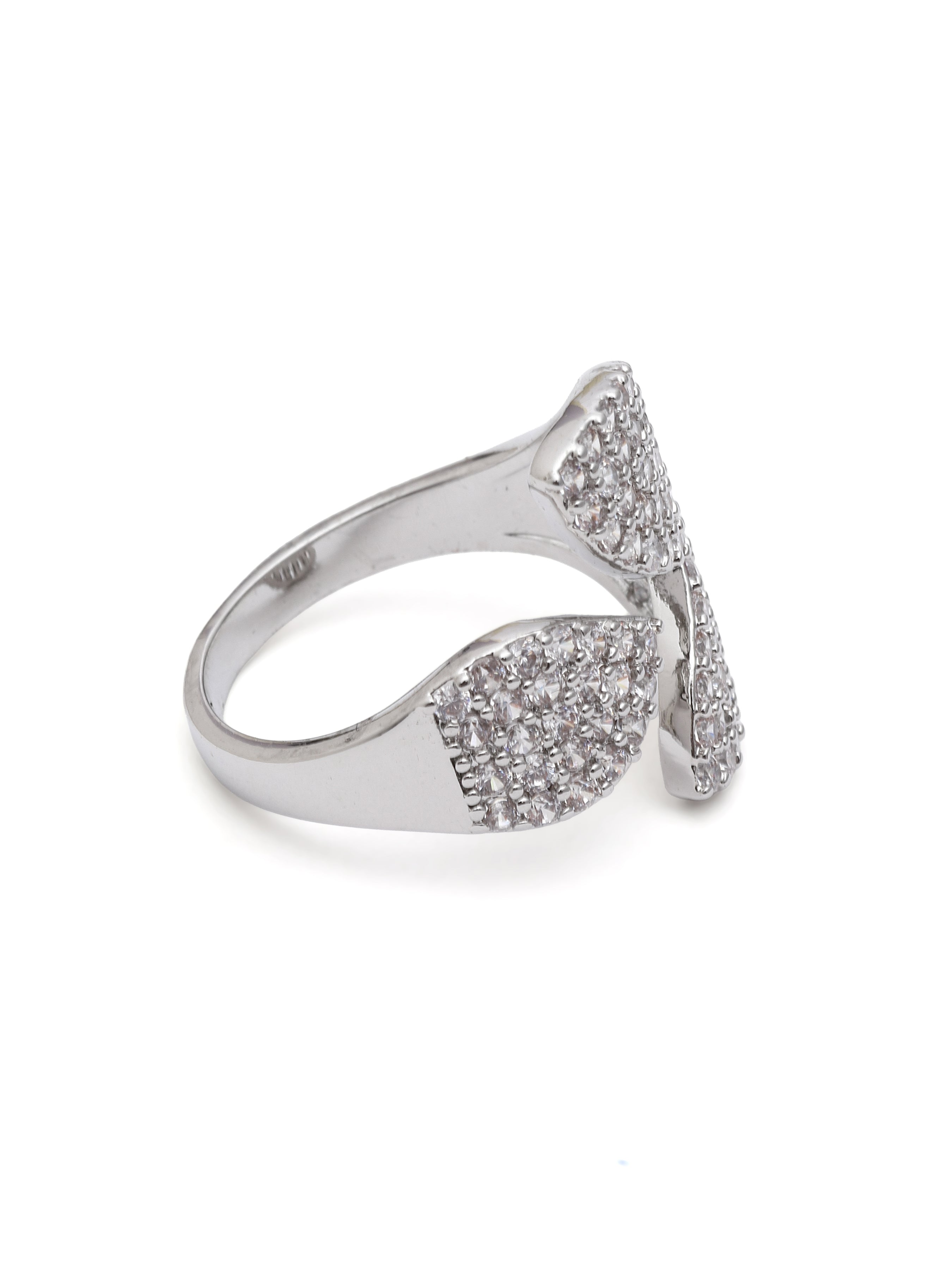 Silver Abstract Pavé Open Ring, Image 3 of 5