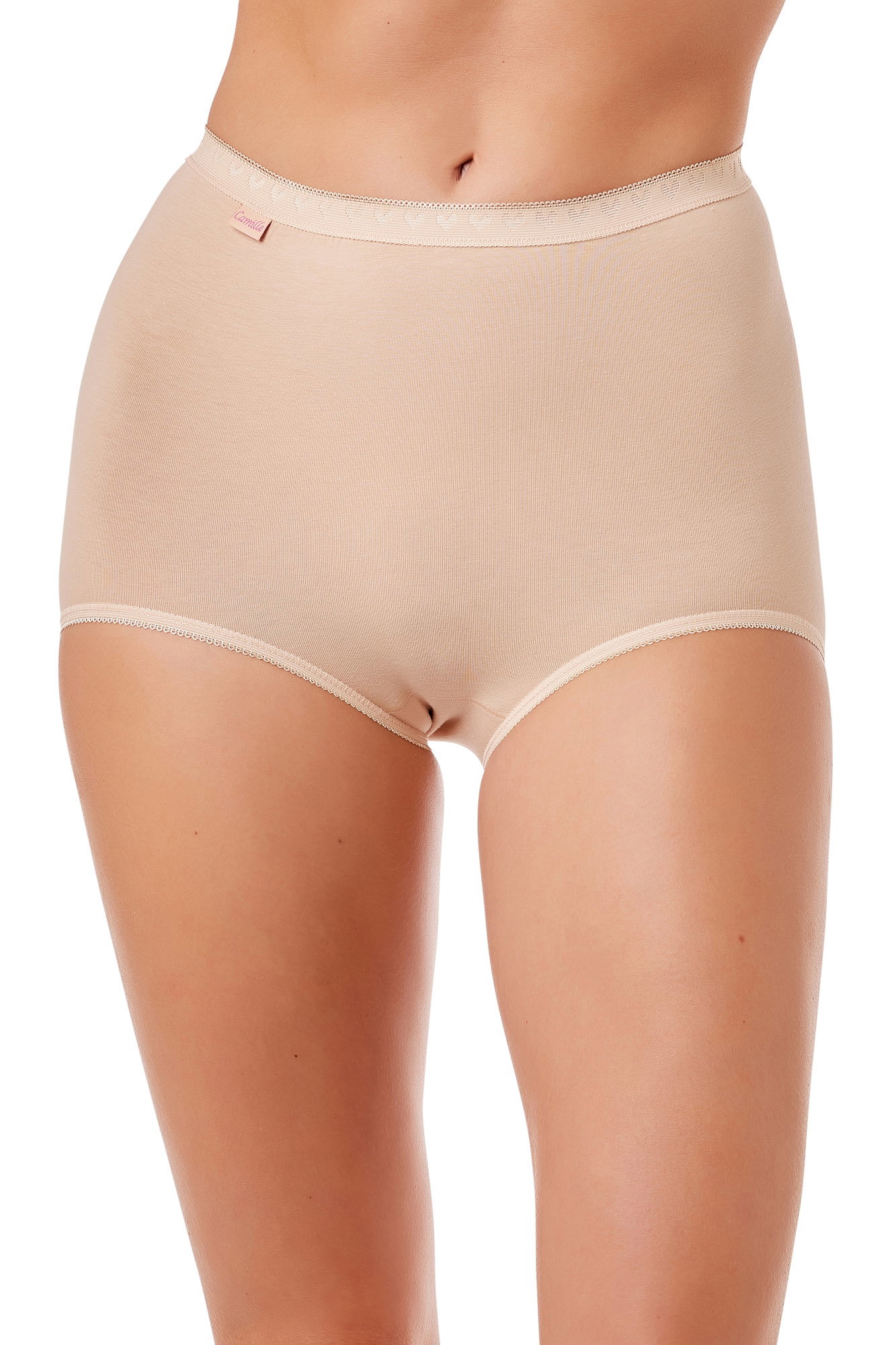 Beige Three Pack Cotton Maxi Briefs, Image 1 of 5