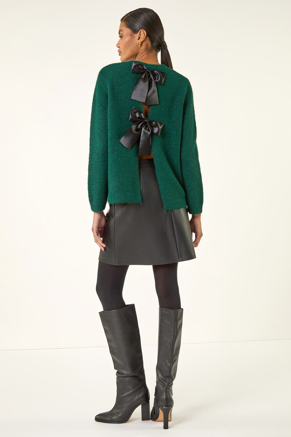 Forest Bow Back Metallic Knit Jumper, Image 5 of 7