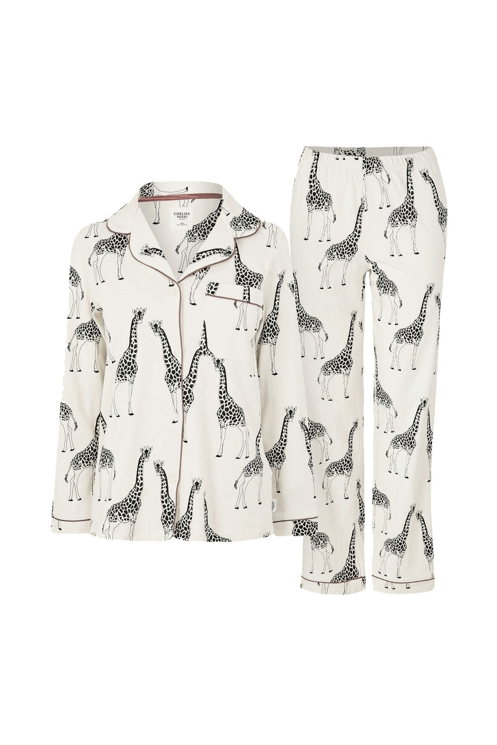 White Giraffe ButtonDown Long Pyjama Set, Image 2 of 5