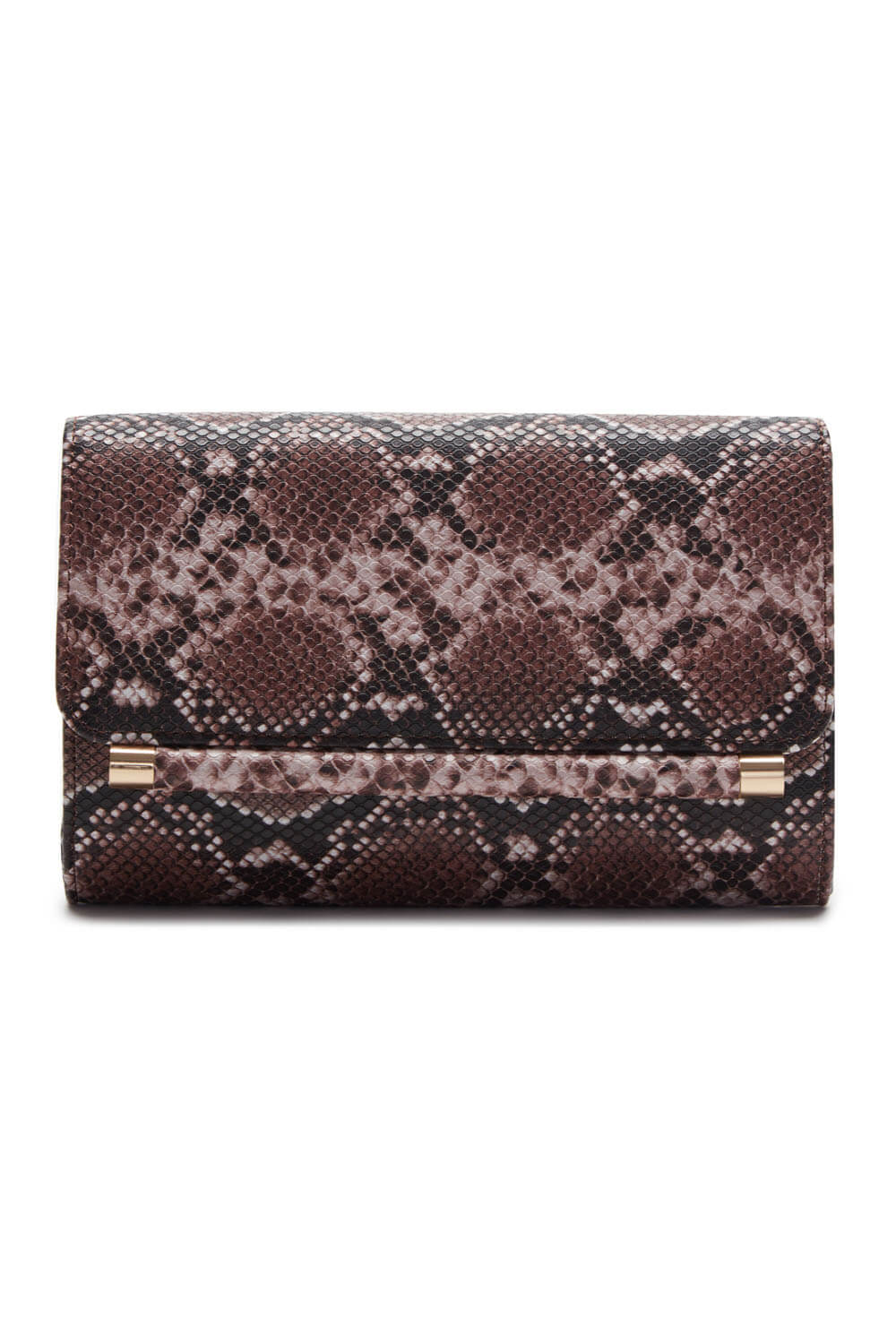 Pink Snakeskin Print Foldover Clutch Bag, Image 1 of 5