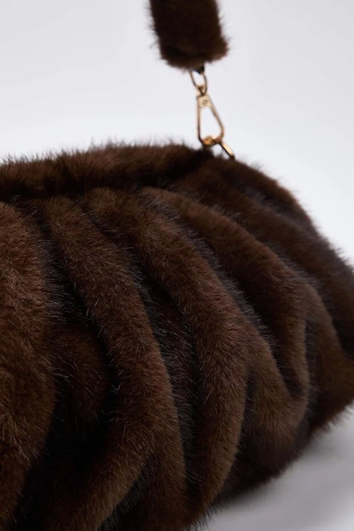 Brown Faux Fur Shoulder Bag for Women, Image 4 of 4