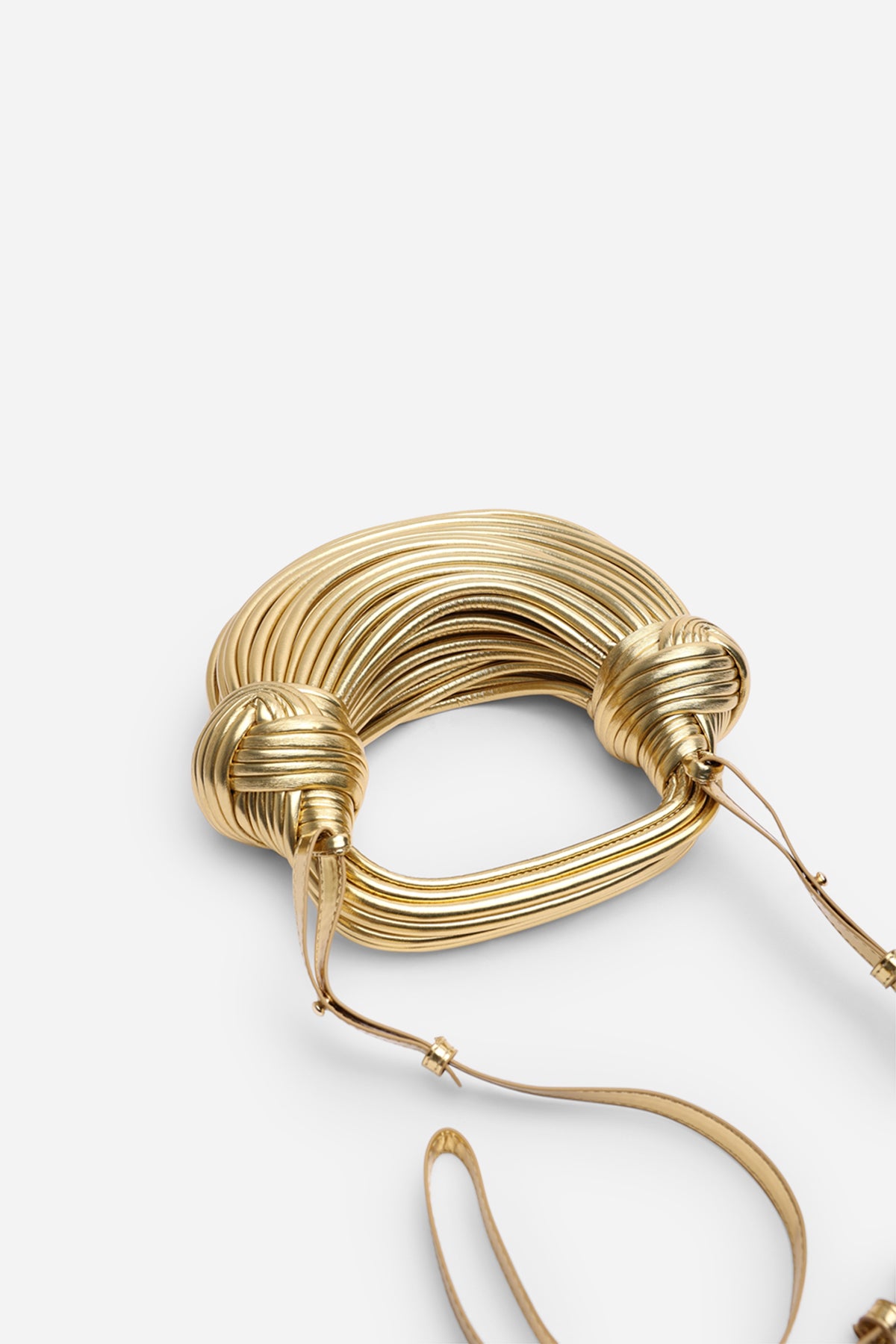 Gold Blossom Curved Metallic Shoulder Bag, Image 4 of 5