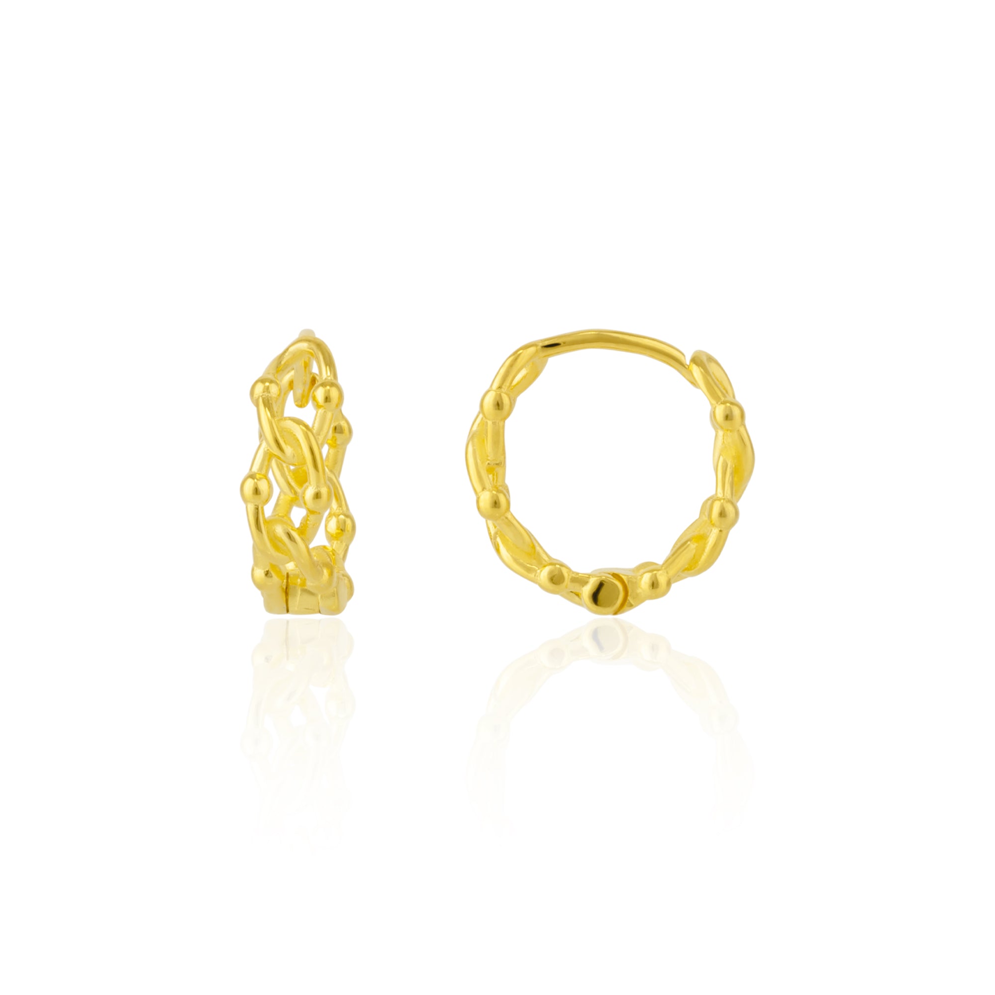 Gold Sterling Silver Twisted Bead Earring, Image 1 of 3