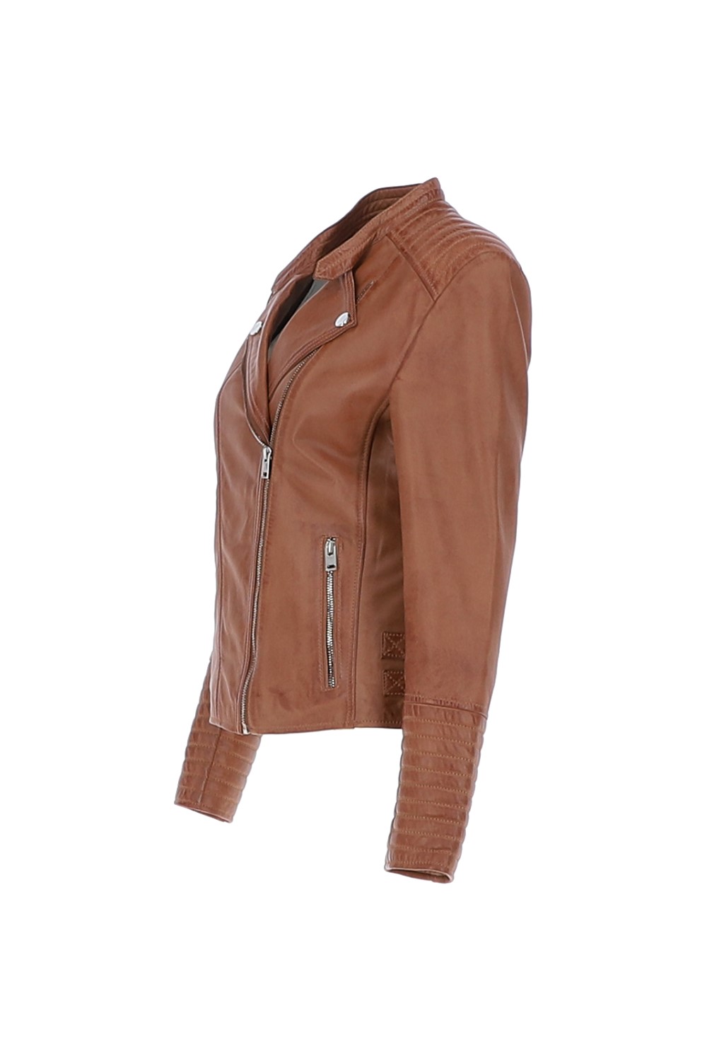 Tan Ashwood Leather Tan 'Casey' Real Leather Biker Jacket, Image 3 of 5