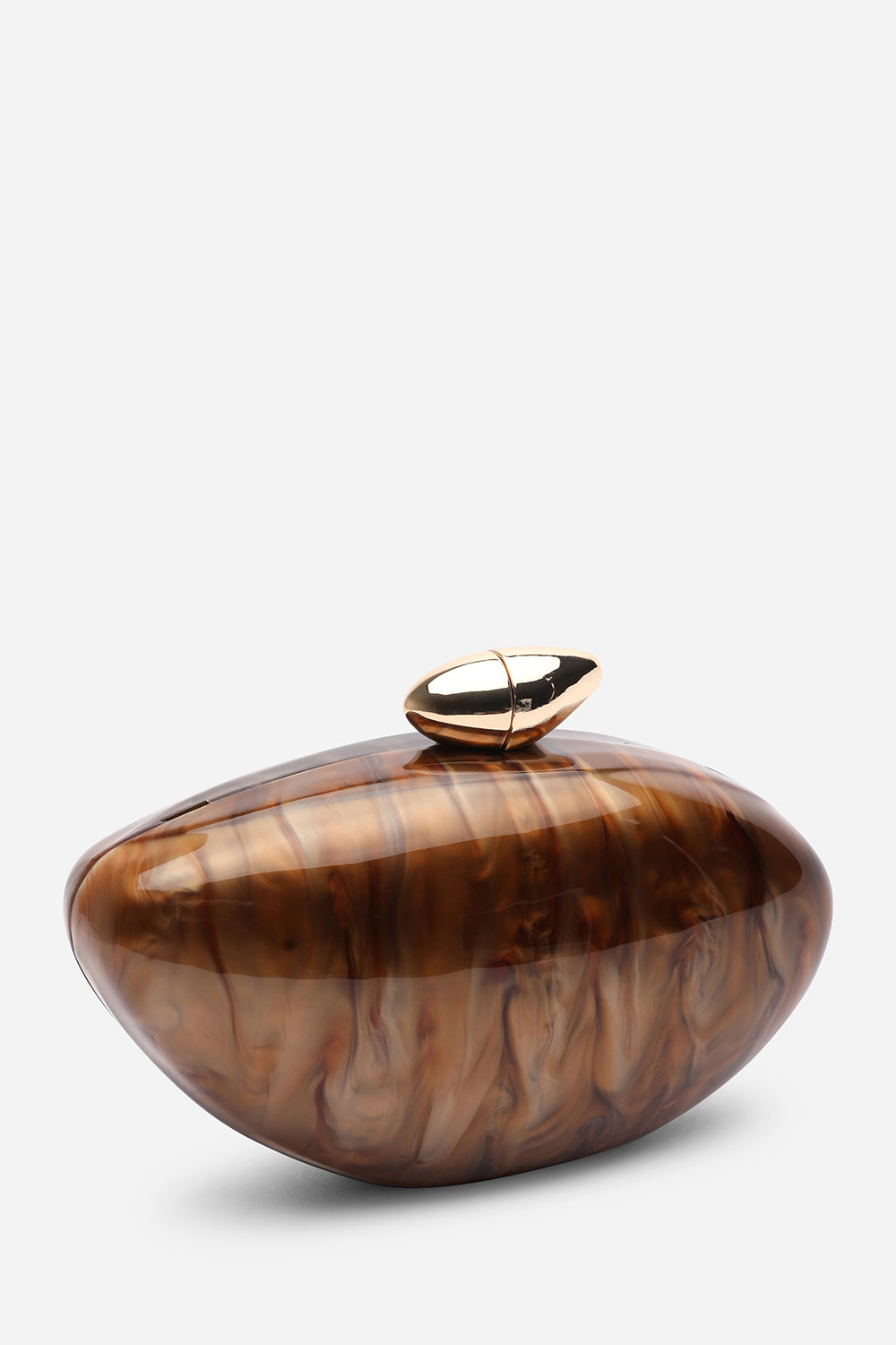 Dark Brown Where's That From Dark Brown Benna Marble Acrylic Clutch, Image 3 of 6