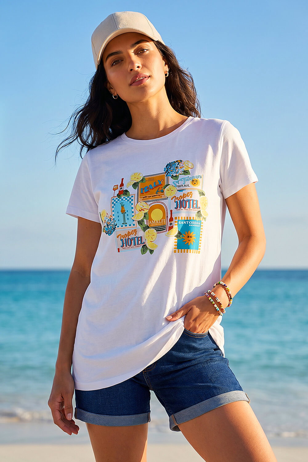 Ivory Dusk Graphic Print Stretch T-Shirt, Image 1 of 4