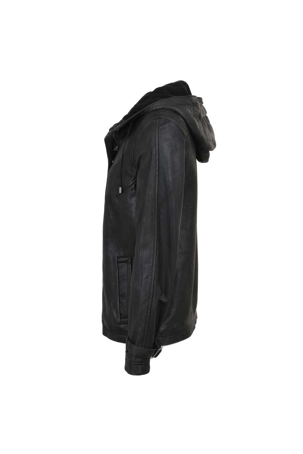Black Ashwood Leather Black 'Nicola' Real Leather Hooded Jacket Women Coat, Image 3 of 5